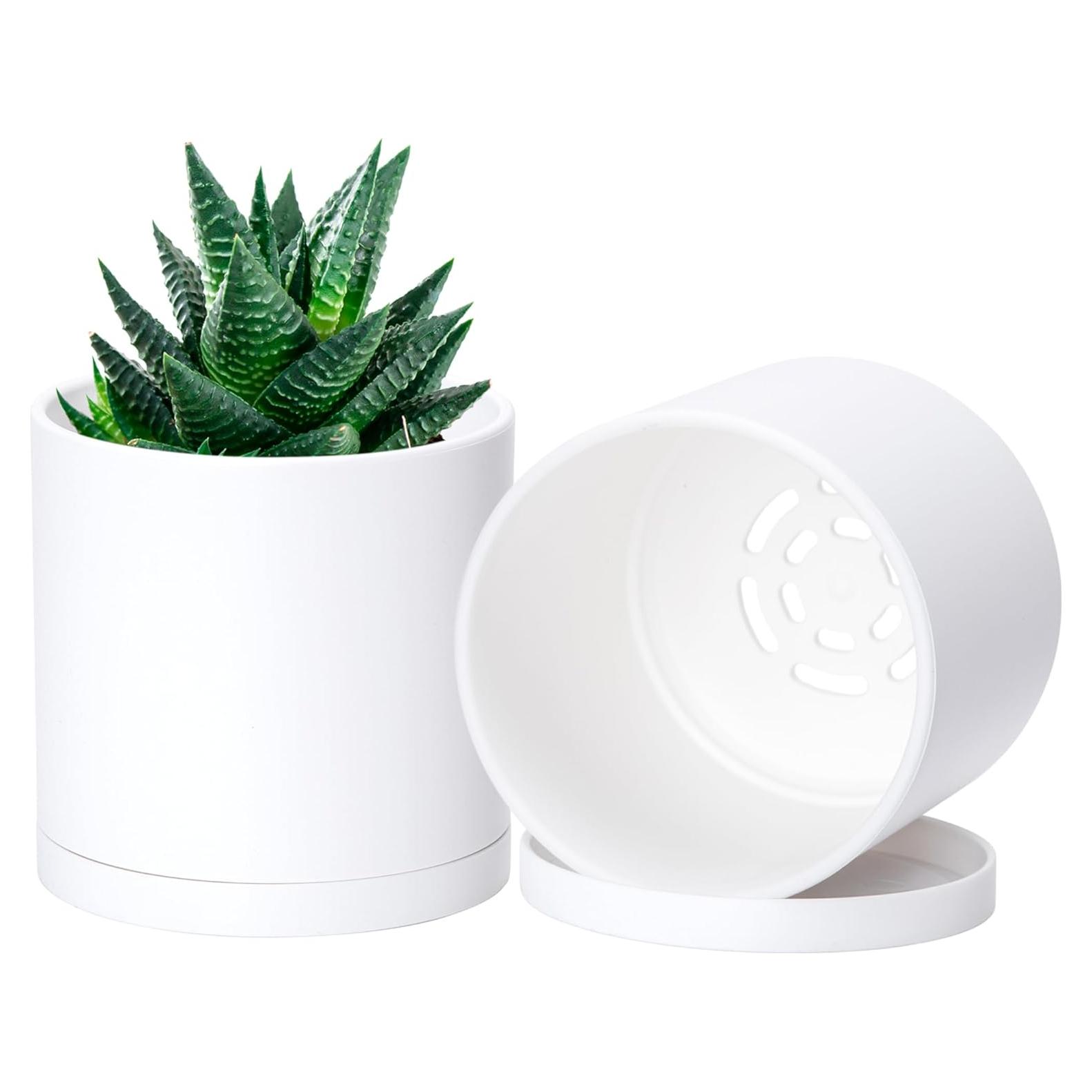 Juego de 2 Macetas Modernas D'vine Dev 10 cm Blancas