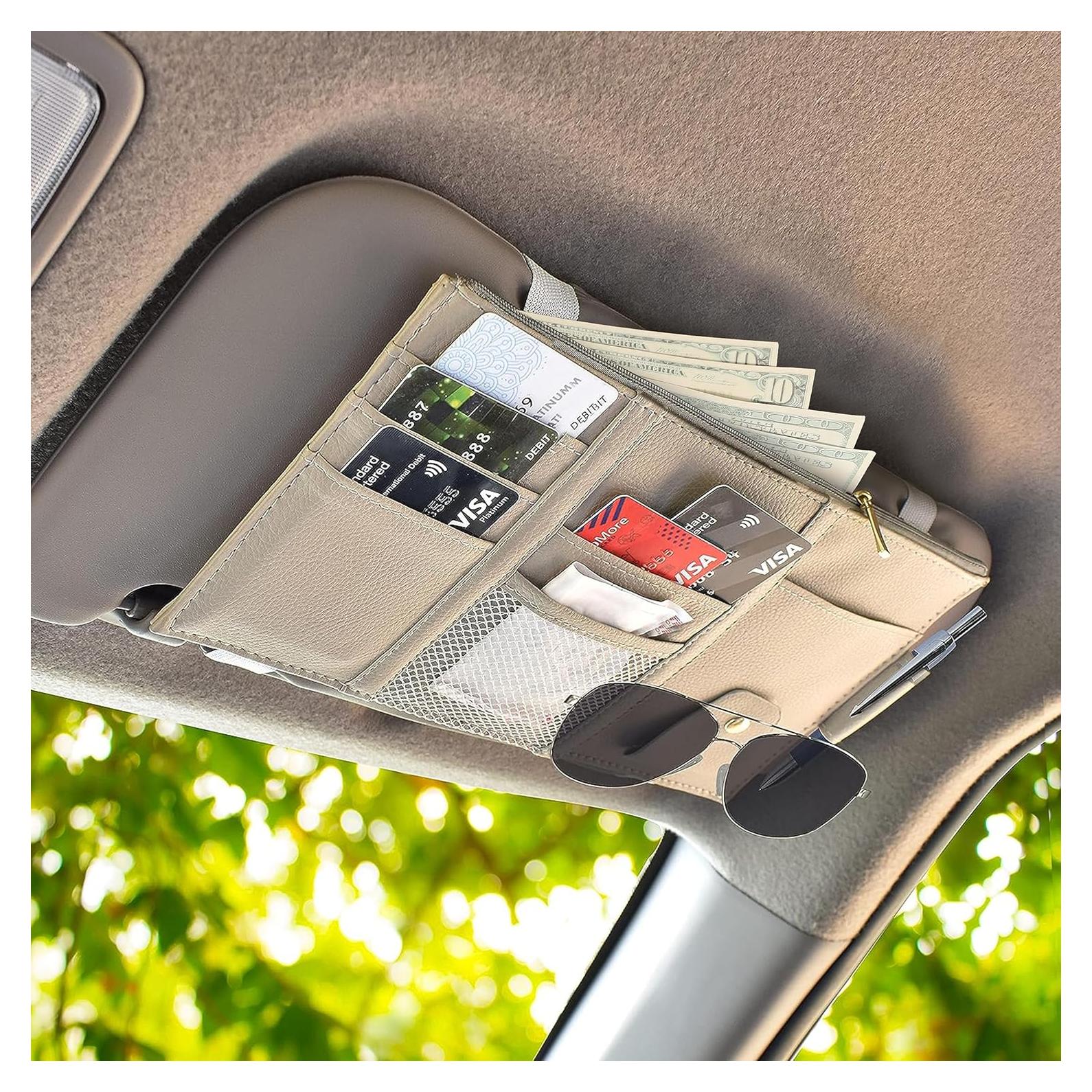 Organizador de Visera de Coche EcoNour Beige con Bolsillos