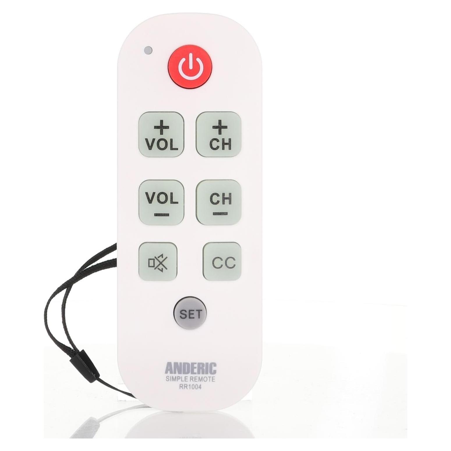 Control Remoto Universal Anderic RR1004 con Teclas Grandes - Blanco