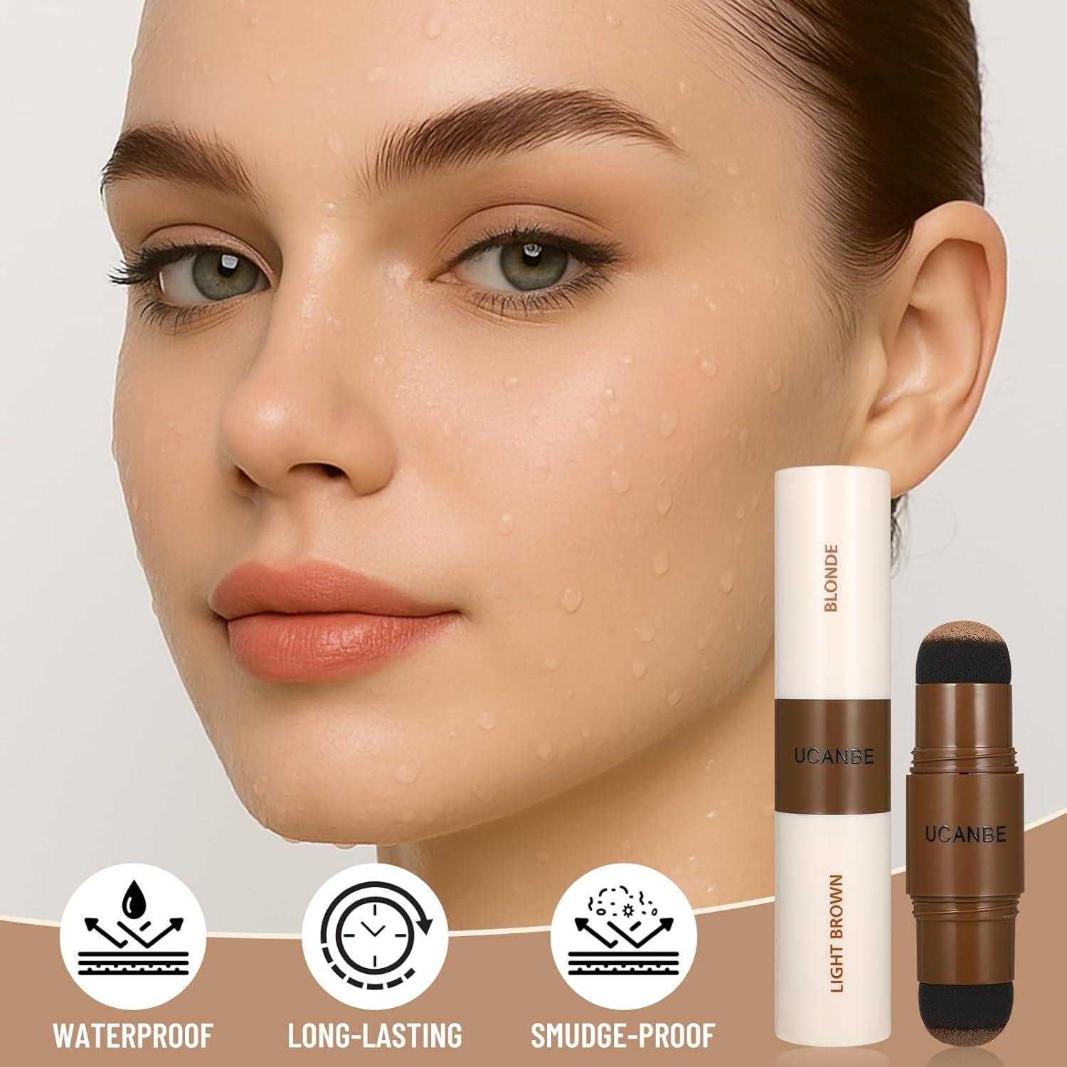 Kit de Cejas UCANBE 25PCS con Pomada Doble Color y Plantillas