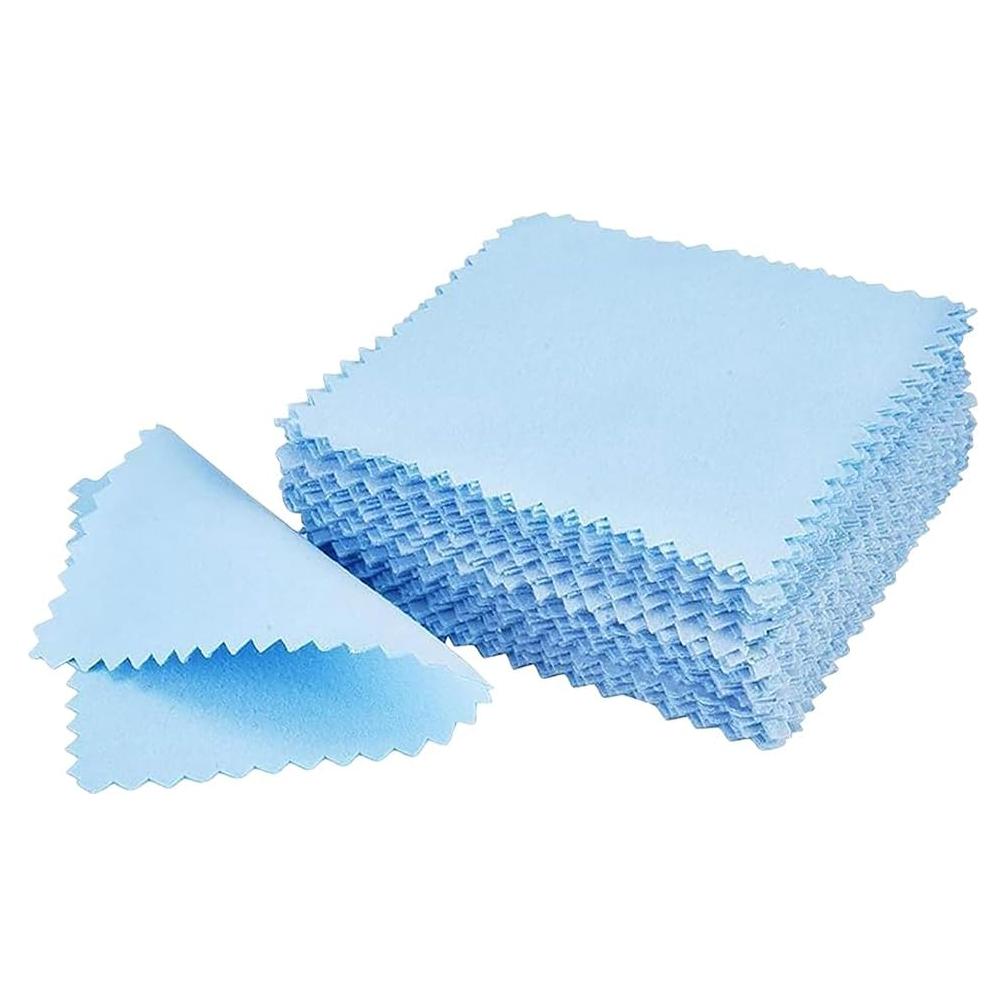 50 Pcs Microfiber Jewelry Cleaning Cloth Gold and Silver Cloth Small Watch Polishing Cloth Jewelry Wipes Cloth Silver Polish Cloth for Coins Blue