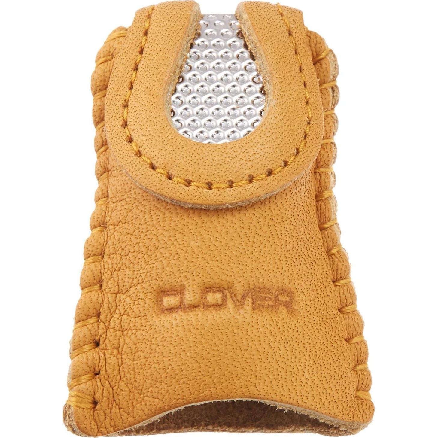 Dedal de Cuero Doble Cara Clover Marrón con Punta de Metal