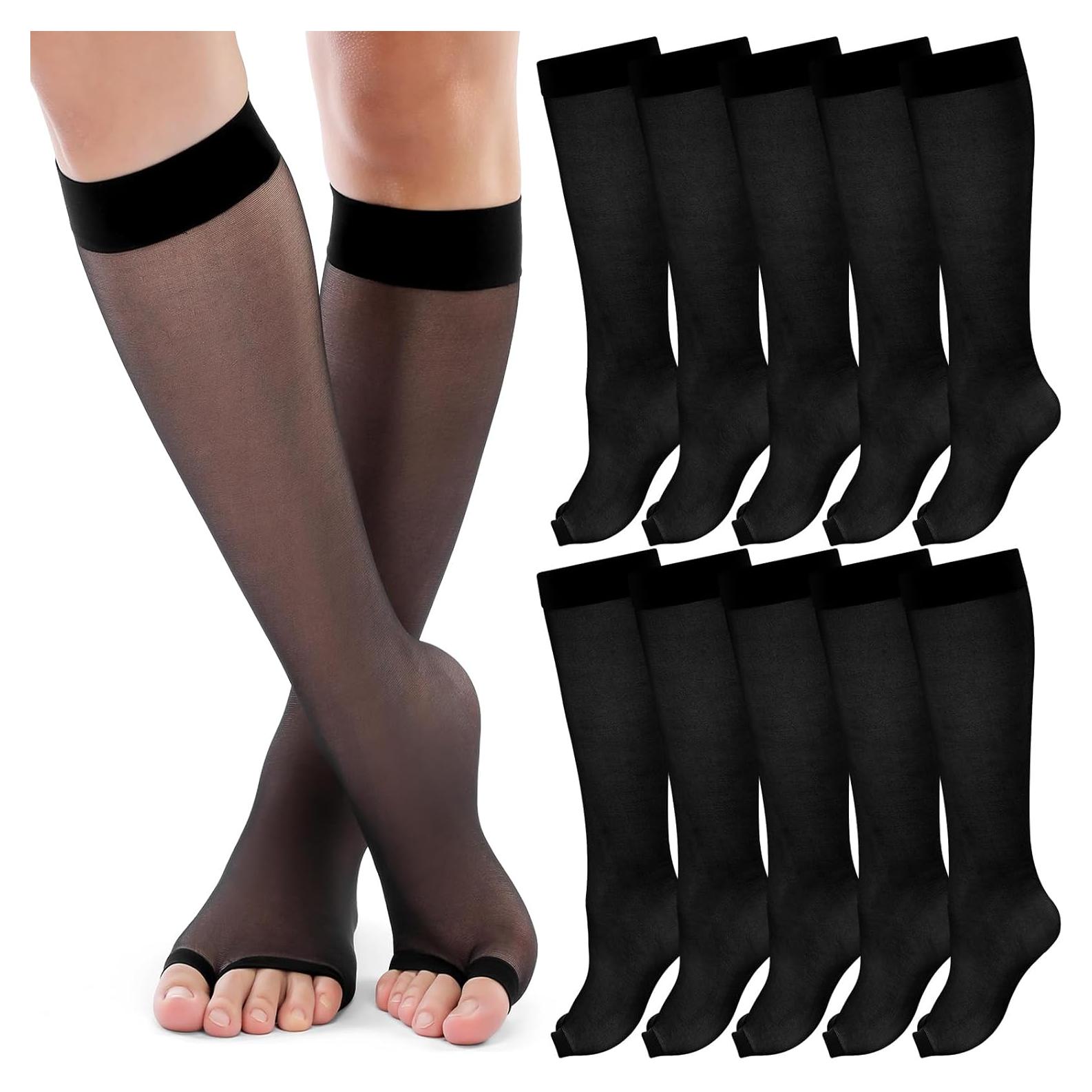 Bonuci 8 Pares de Medias Altas Sin Dedos para Mujeres - Color Nude