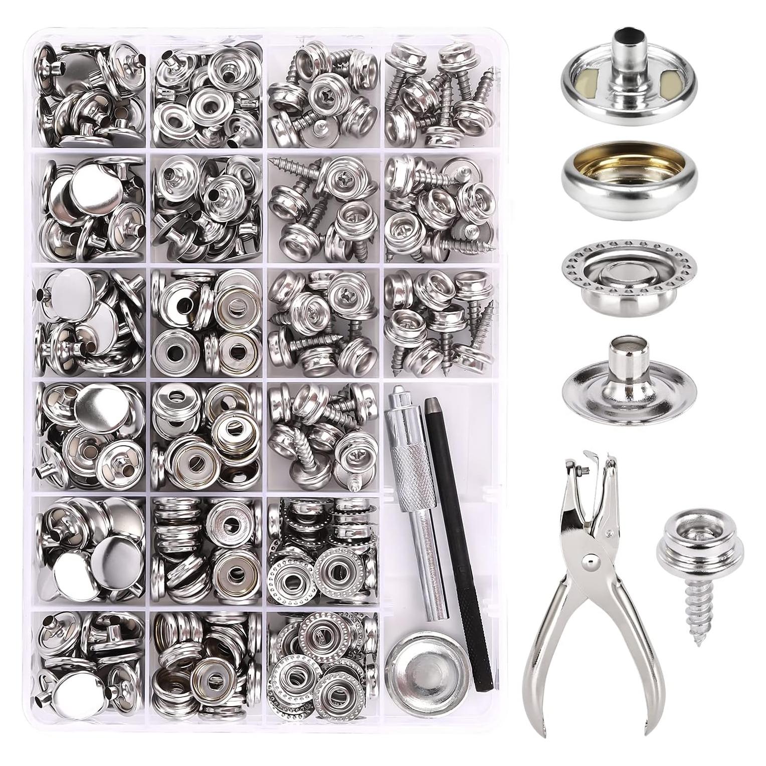 Kit de Botones de Lona CENOZ 314PCS Acero Inoxidable Plata