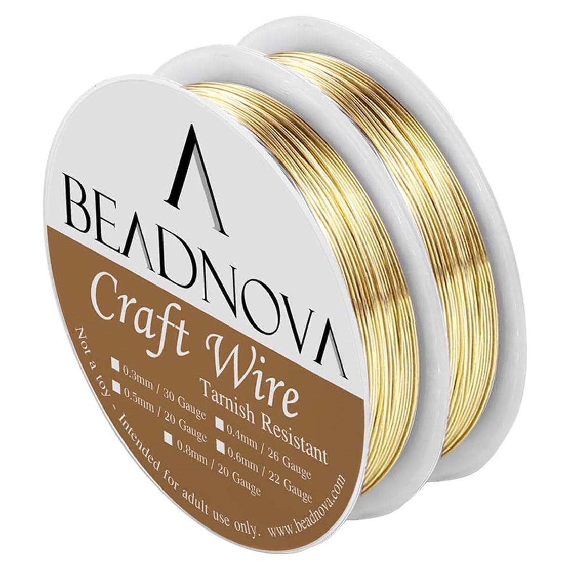 Alambre de Cobre Desnudo BEADNOVA Baño de Oro 20m 0.4mm