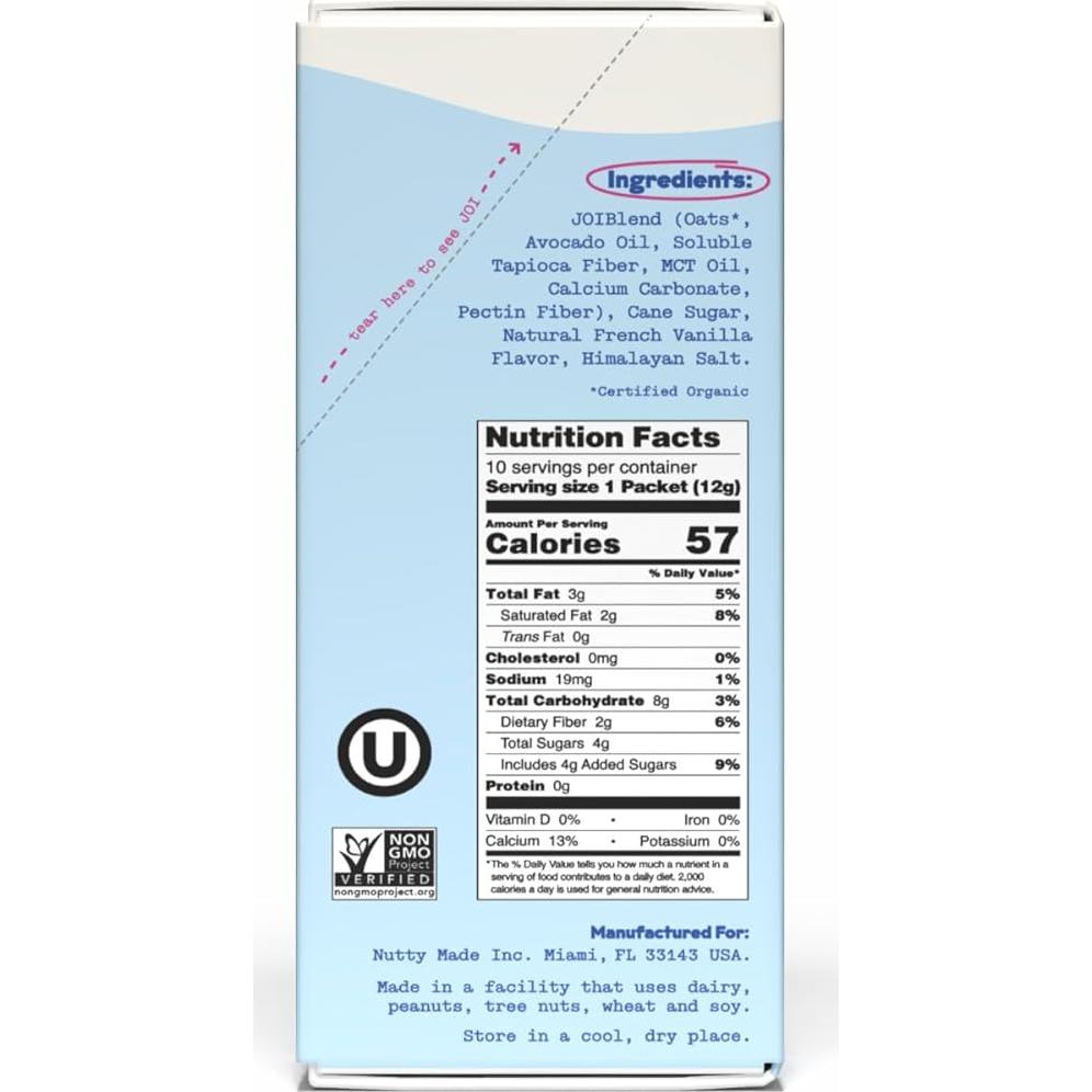 Crema de Café de Leche de Avena JOI Vainilla Francesa 10 Porciones