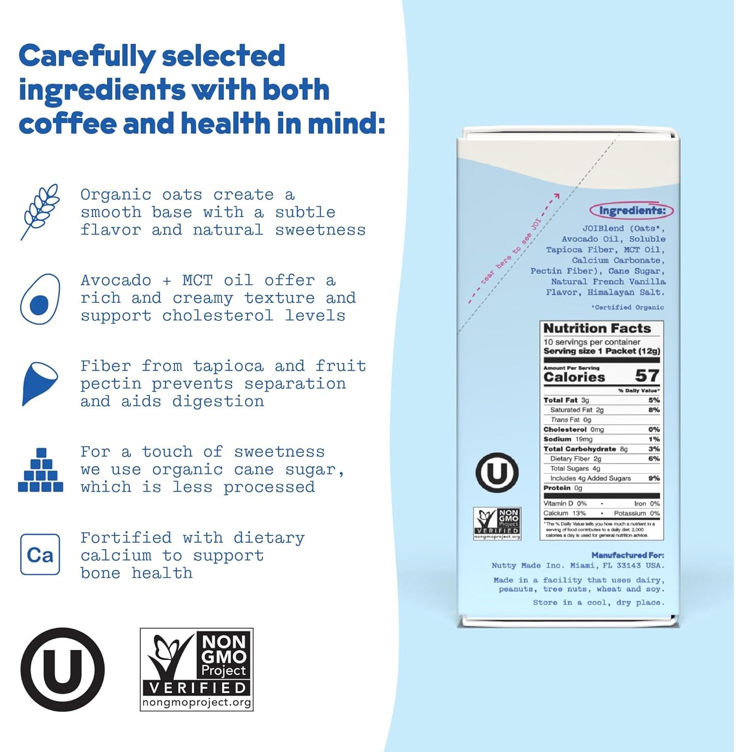 Crema de Café de Leche de Avena JOI Vainilla Francesa 10 Porciones