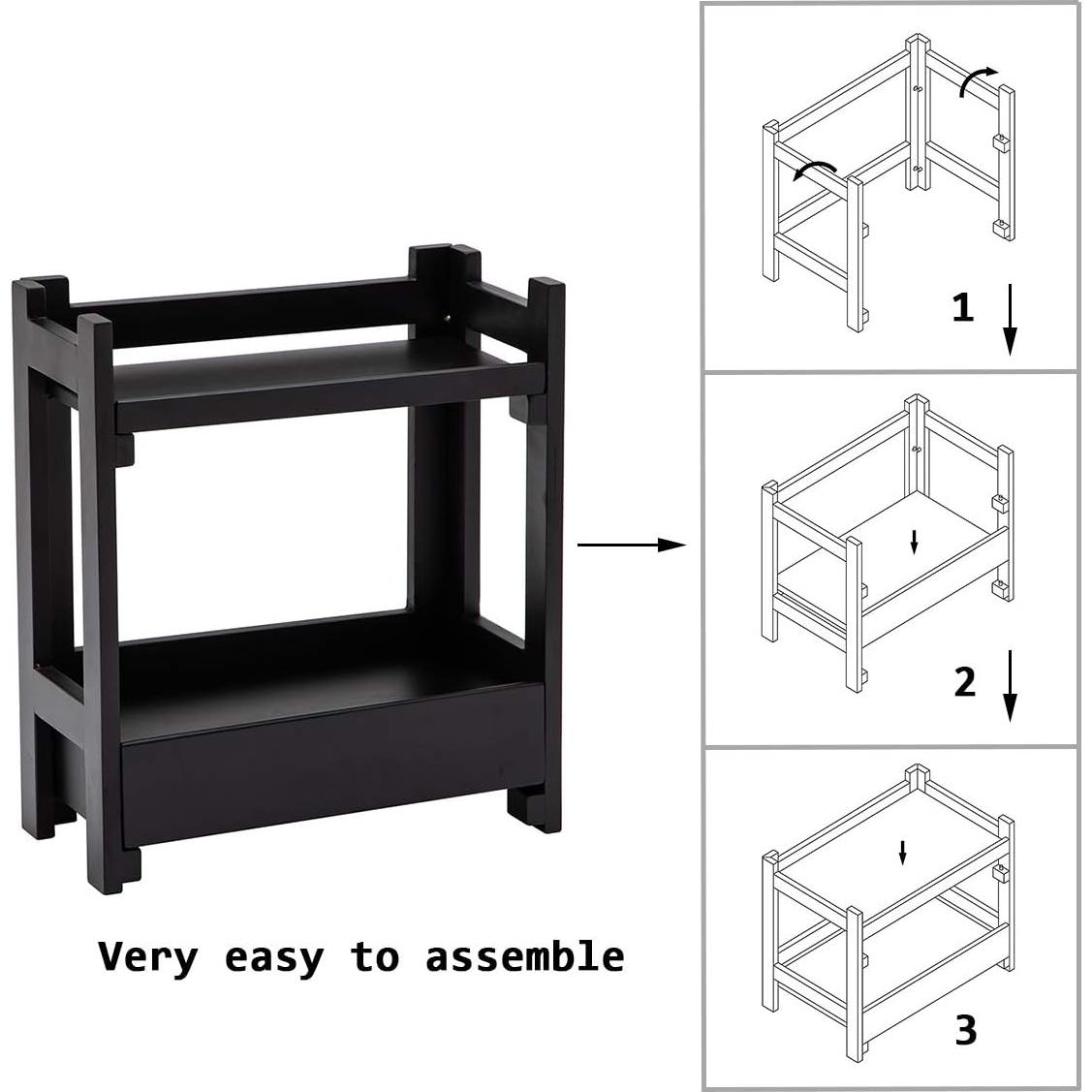 Organizador de Maquillaje GOBAM de Bambú con Cajón Negro