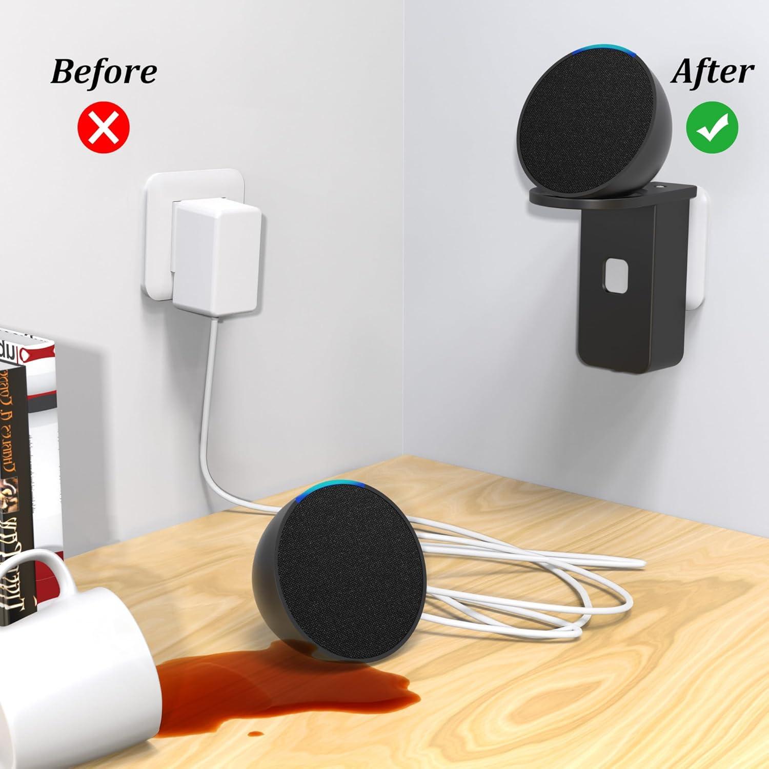 Soporte de Pared PlusAcc para Google Nest Mini y Pop - Negro