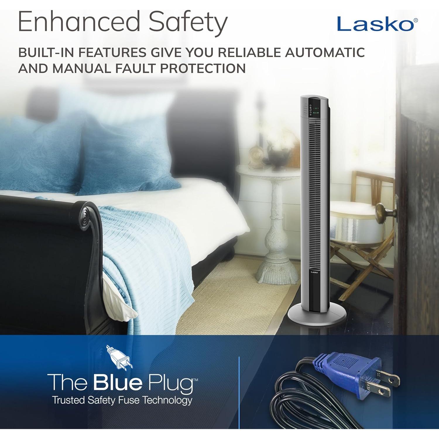 Ventilador de Torre Lasko T48314, 3 Velocidades, Oscilante, Control Remoto