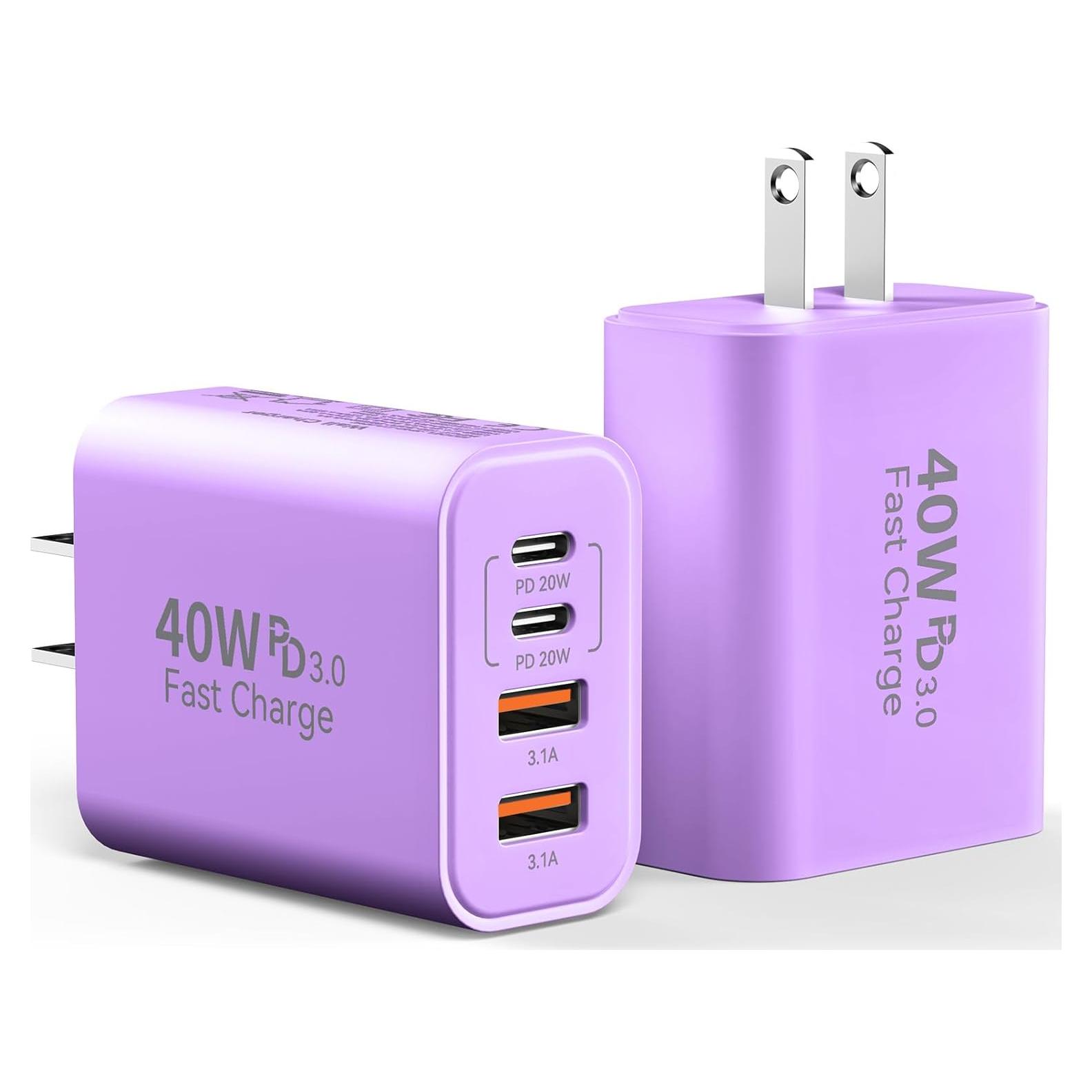 Cargador de Pared USB C 40W 4 Puertos Ubearkk Rápido