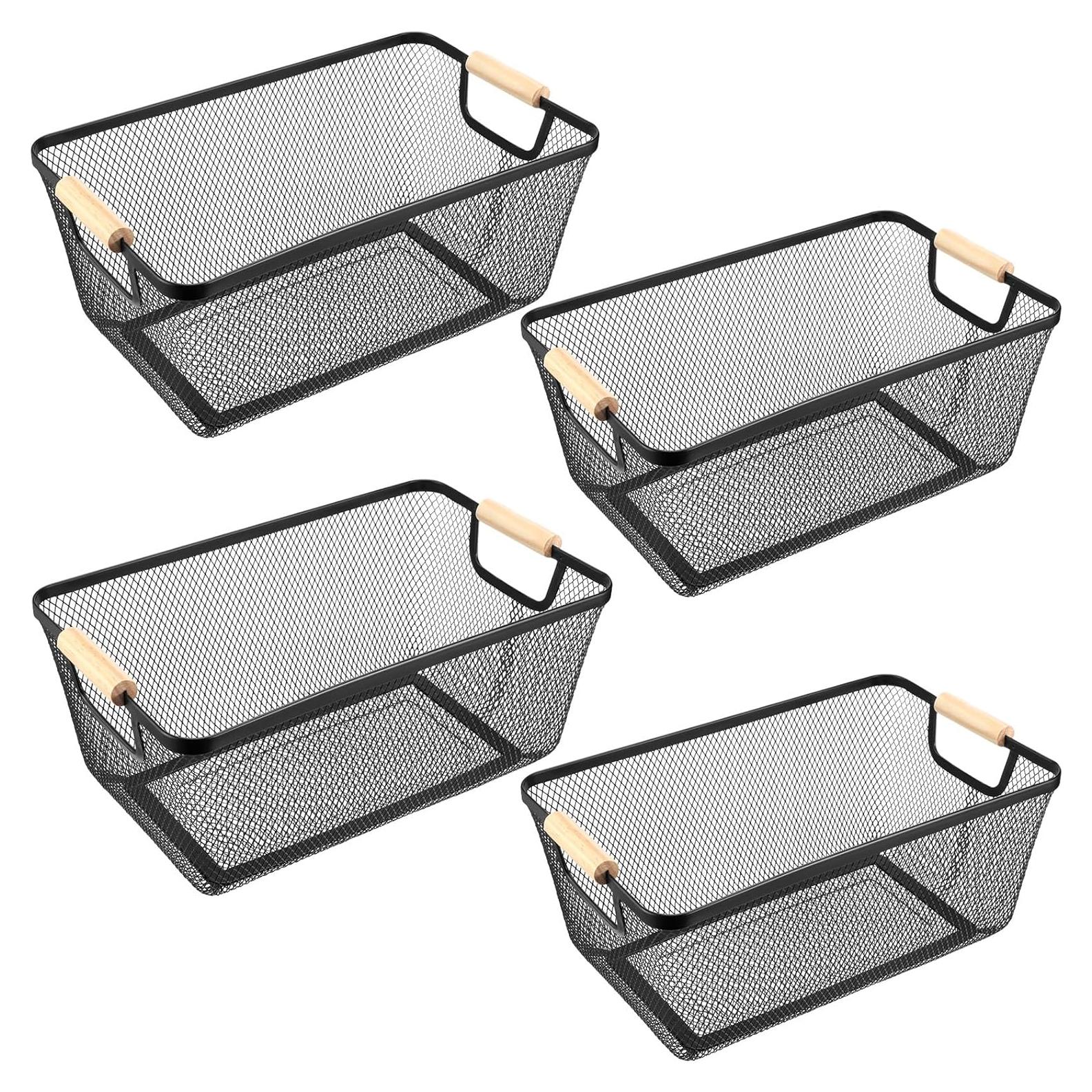 Cesta de Alambre de Metal Ziliny Grande con Mangos de Madera