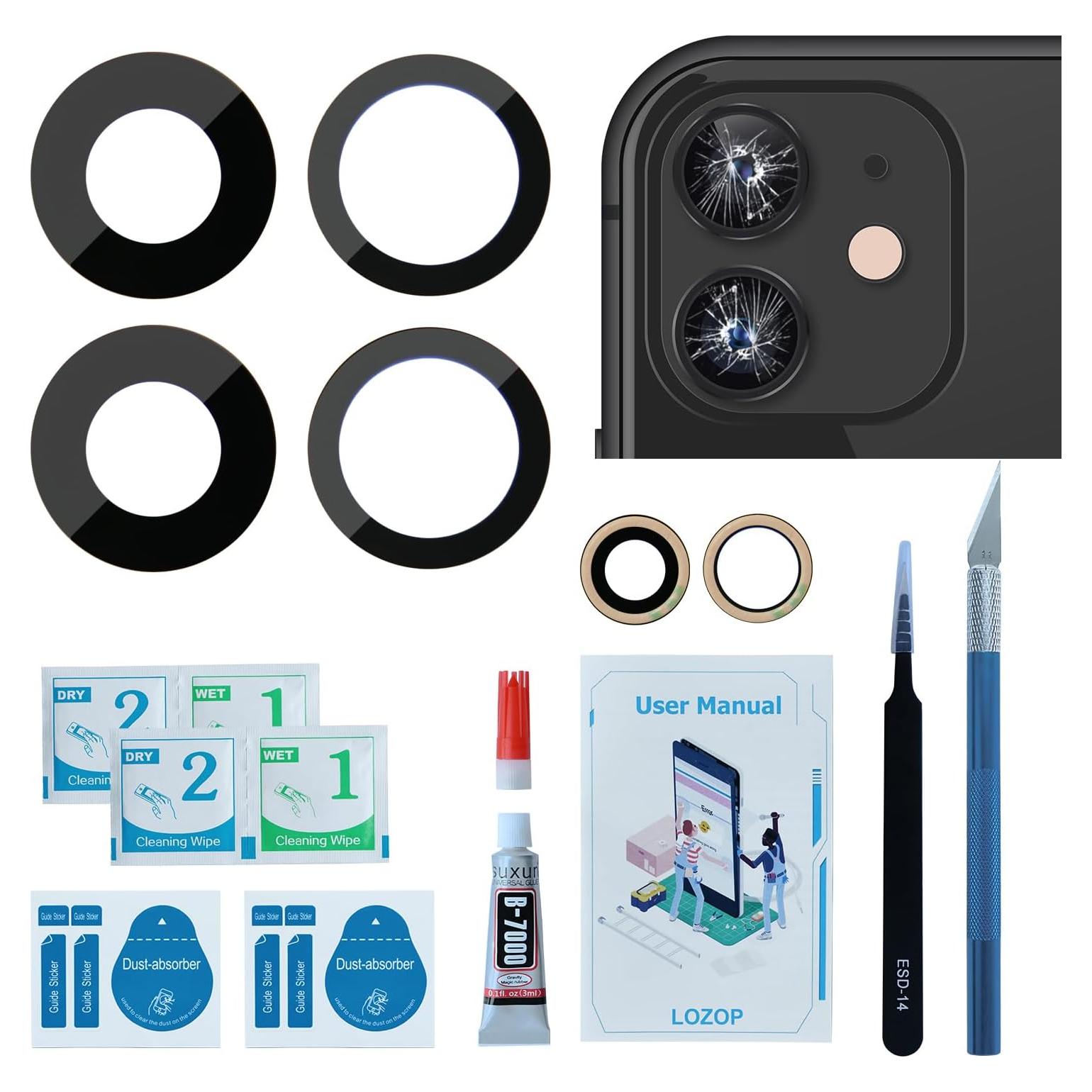 2 Juegos de Cristales de Lente de Cámara Trasera LOZOP iPhone 11