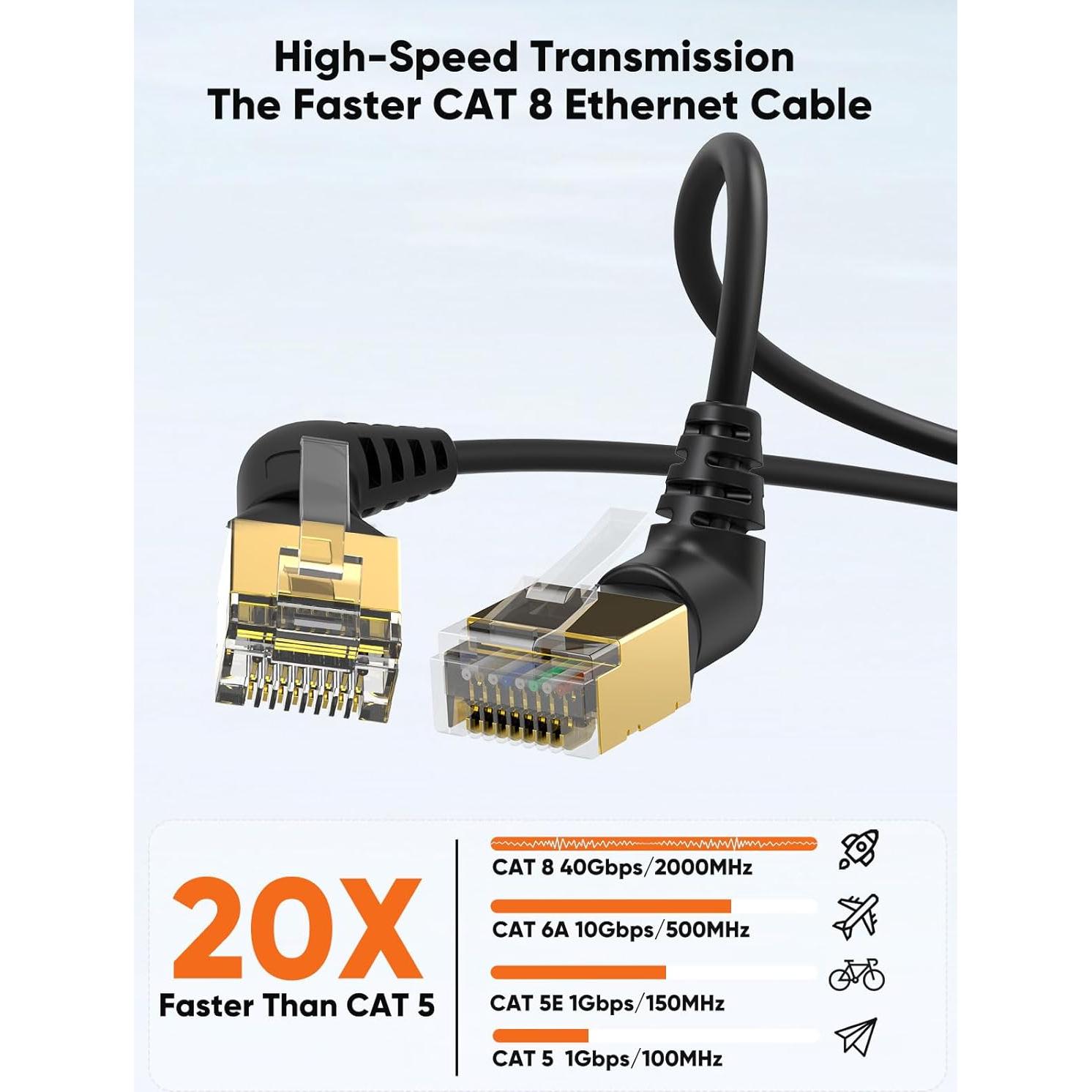 Cable Ethernet CAT8 CableCreation 0.25m 40Gbps RJ45 Blindado
