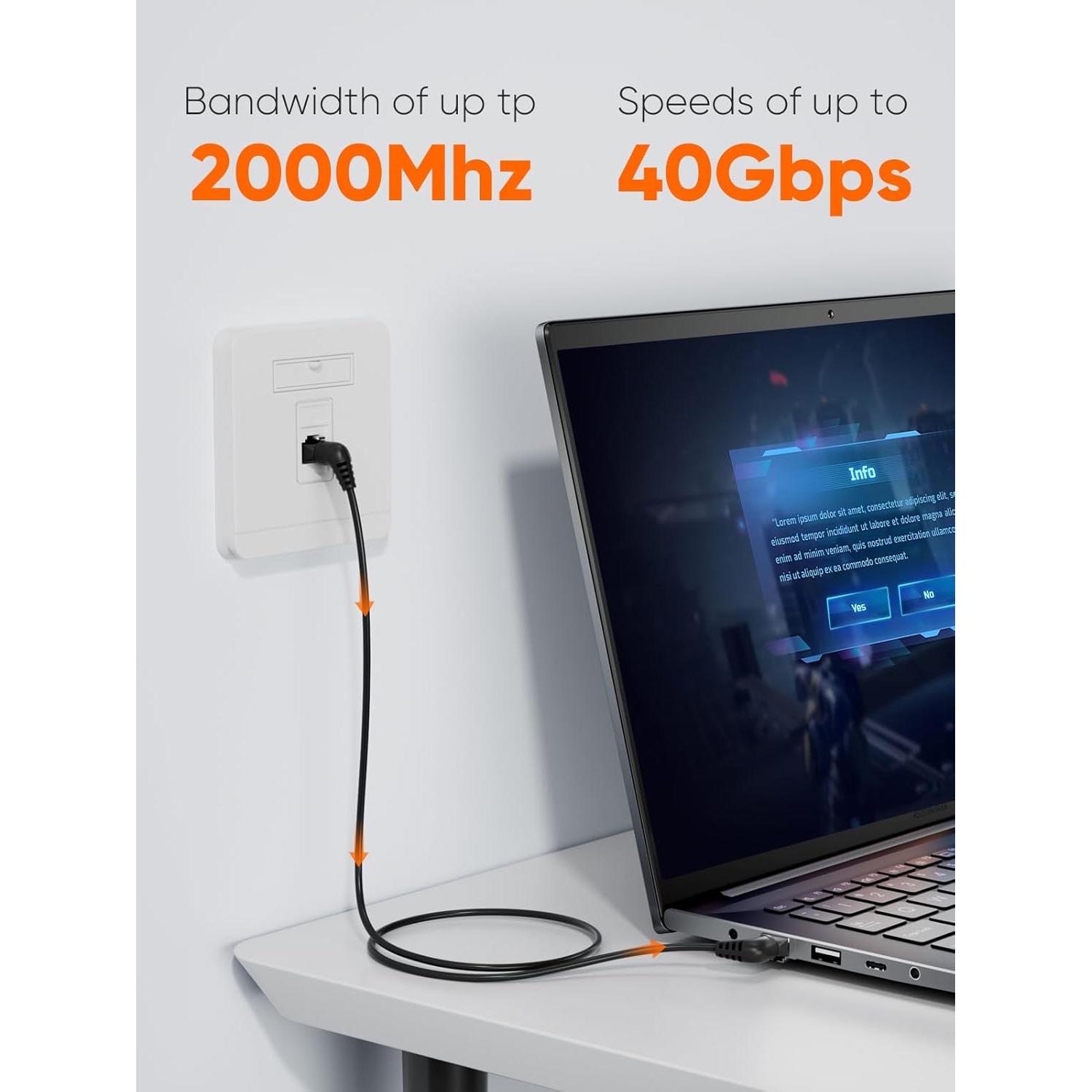 Cable Ethernet CAT8 CableCreation 0.25m 40Gbps RJ45 Blindado