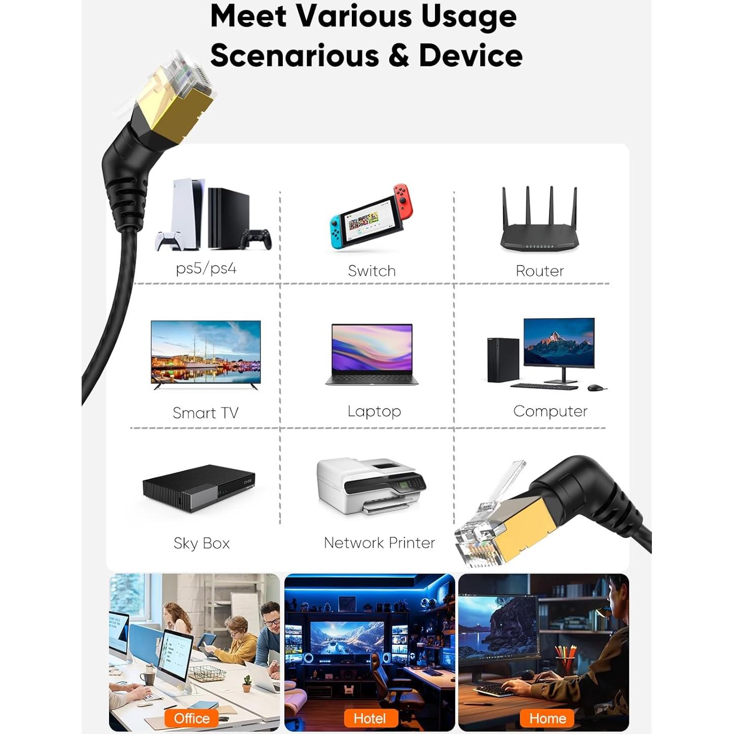 Cable Ethernet CAT8 CableCreation 0.25m 40Gbps RJ45 Blindado