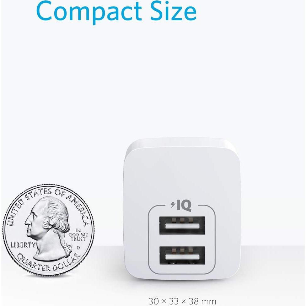 Cargador de Pared Anker 2-Pack USB A 12W Blanco Compacto
