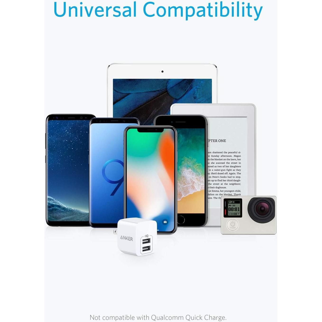 Cargador de Pared Anker 2-Pack USB A 12W Blanco Compacto