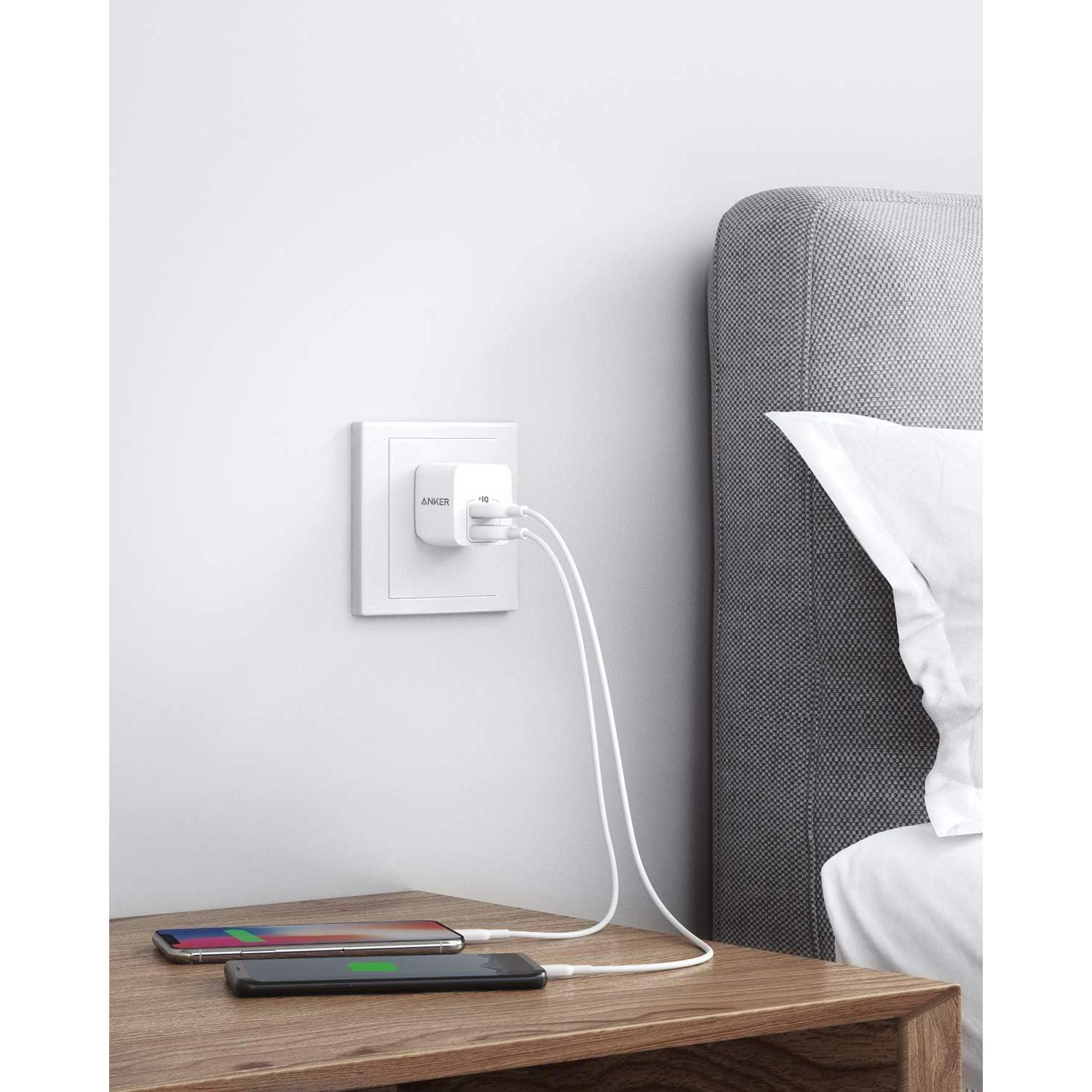 Cargador de Pared Anker 2-Pack USB A 12W Blanco Compacto