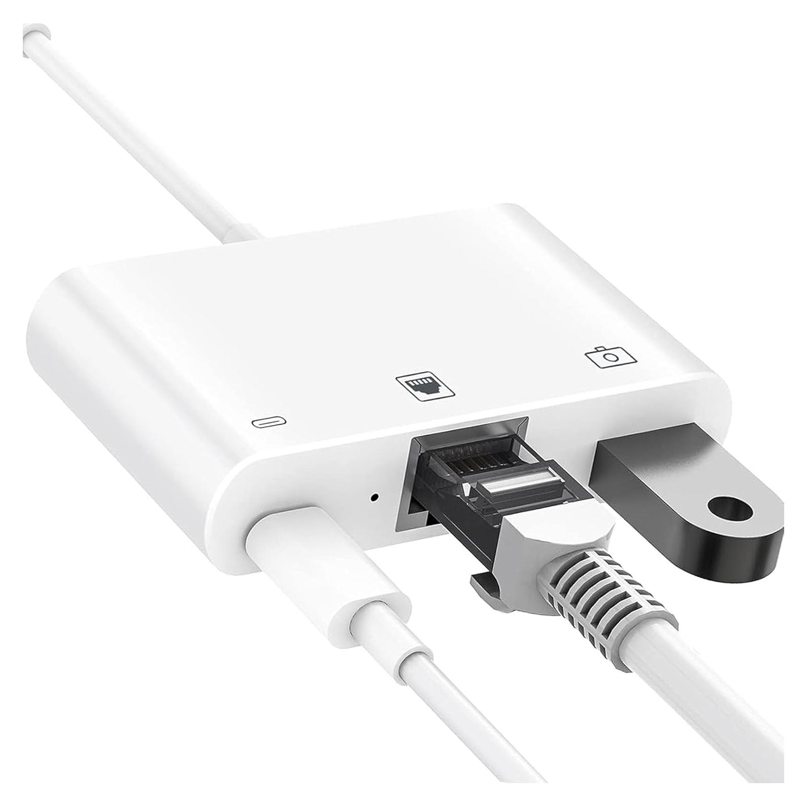 Adaptador Lightning a RJ45 Ethernet RICHUPON 3 en 1 USB