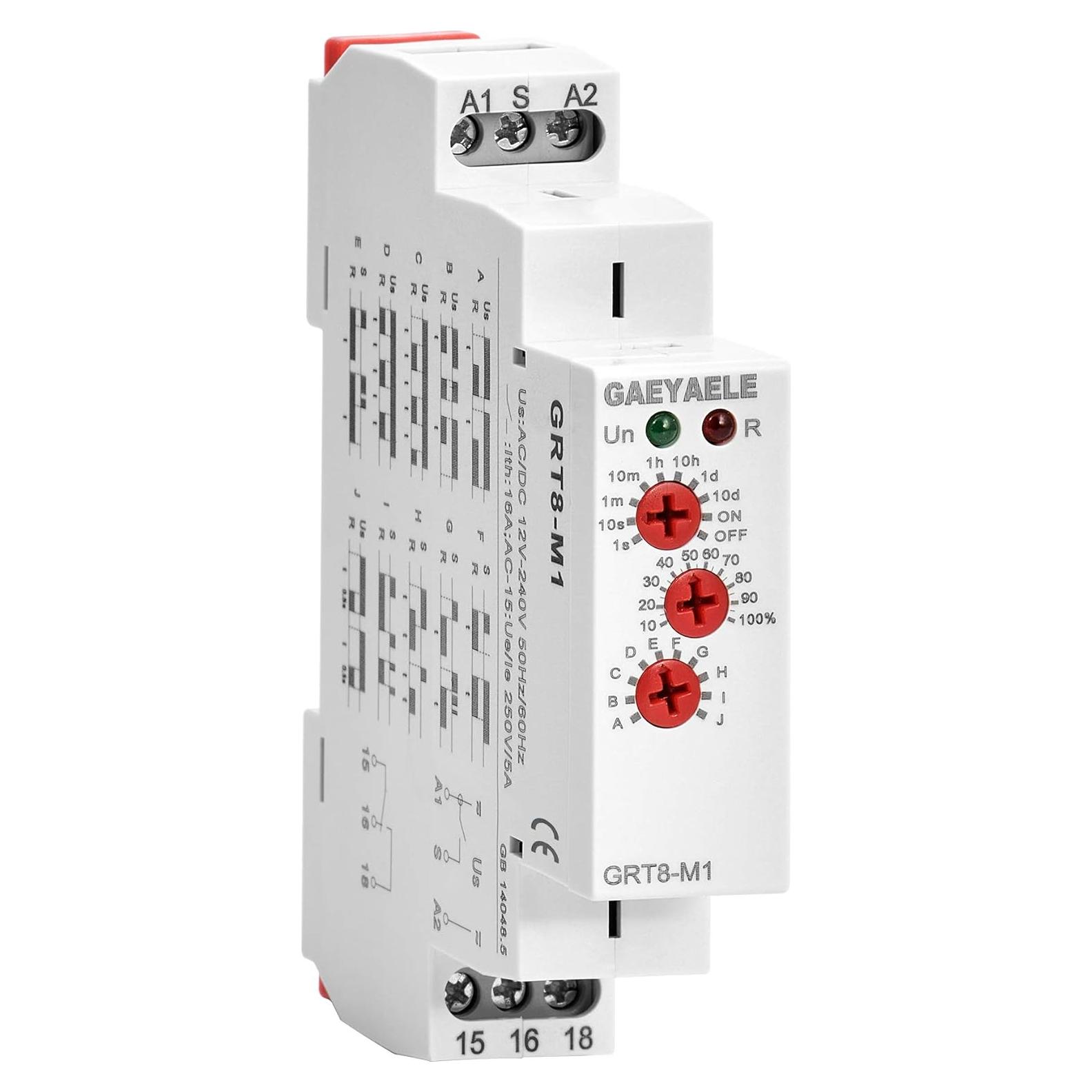 Relé de Tiempo Multifuncional 16A GAEYAELE GRT8-M1 0.1s-10d