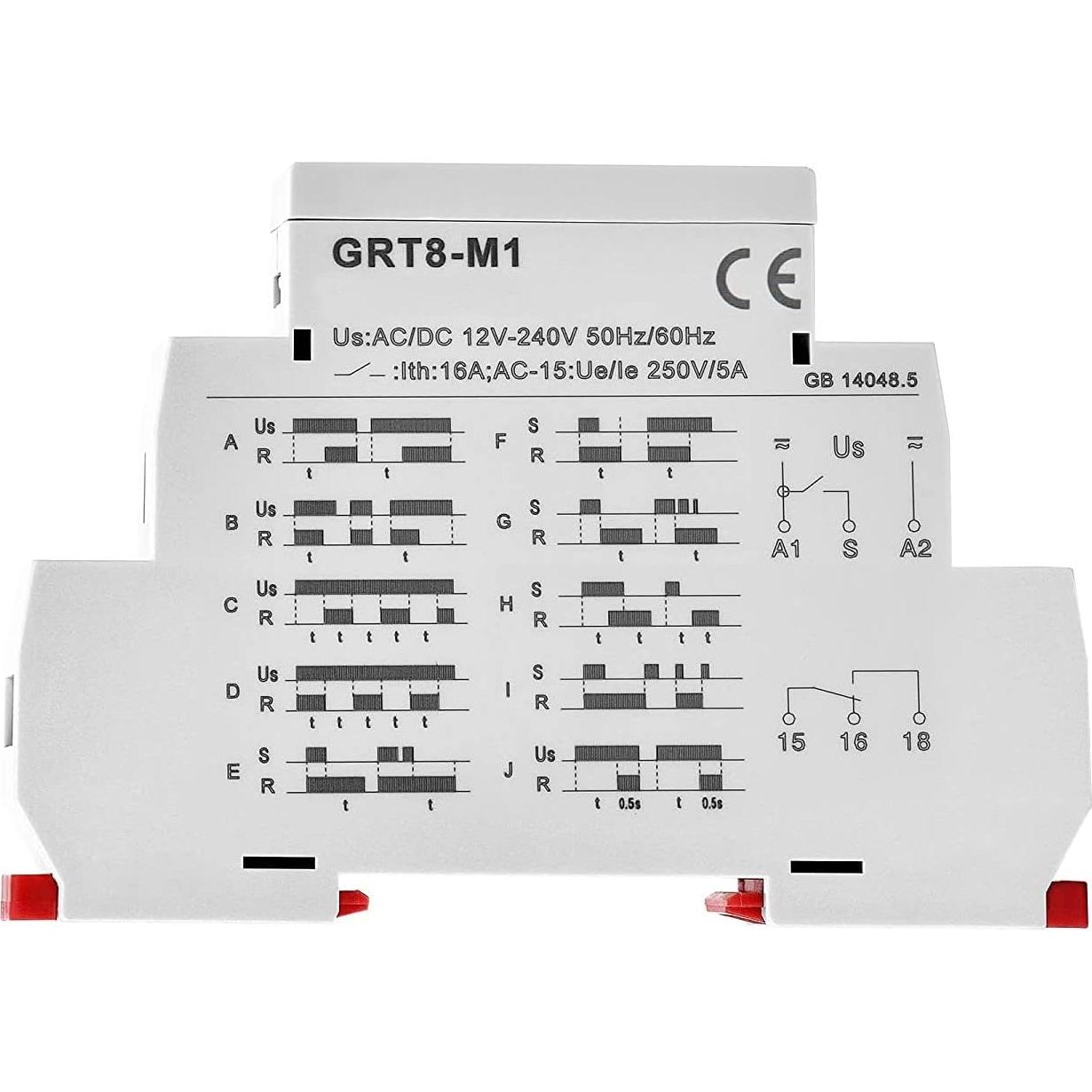 Relé de Tiempo Multifuncional 16A GAEYAELE GRT8-M1 0.1s-10d