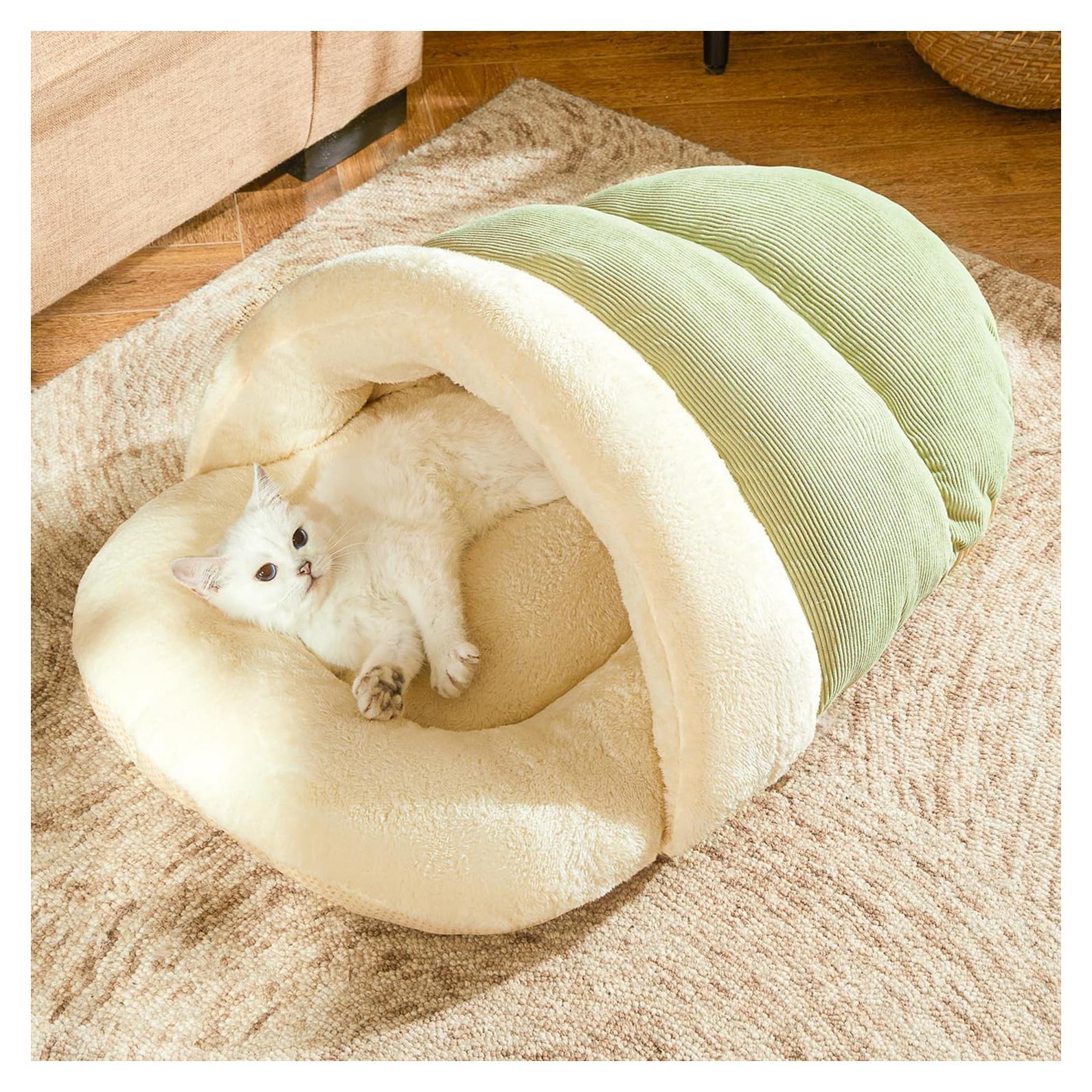 Cama para Gatos Romaneco Mediana Verde 61x41cm Suave y Lavable