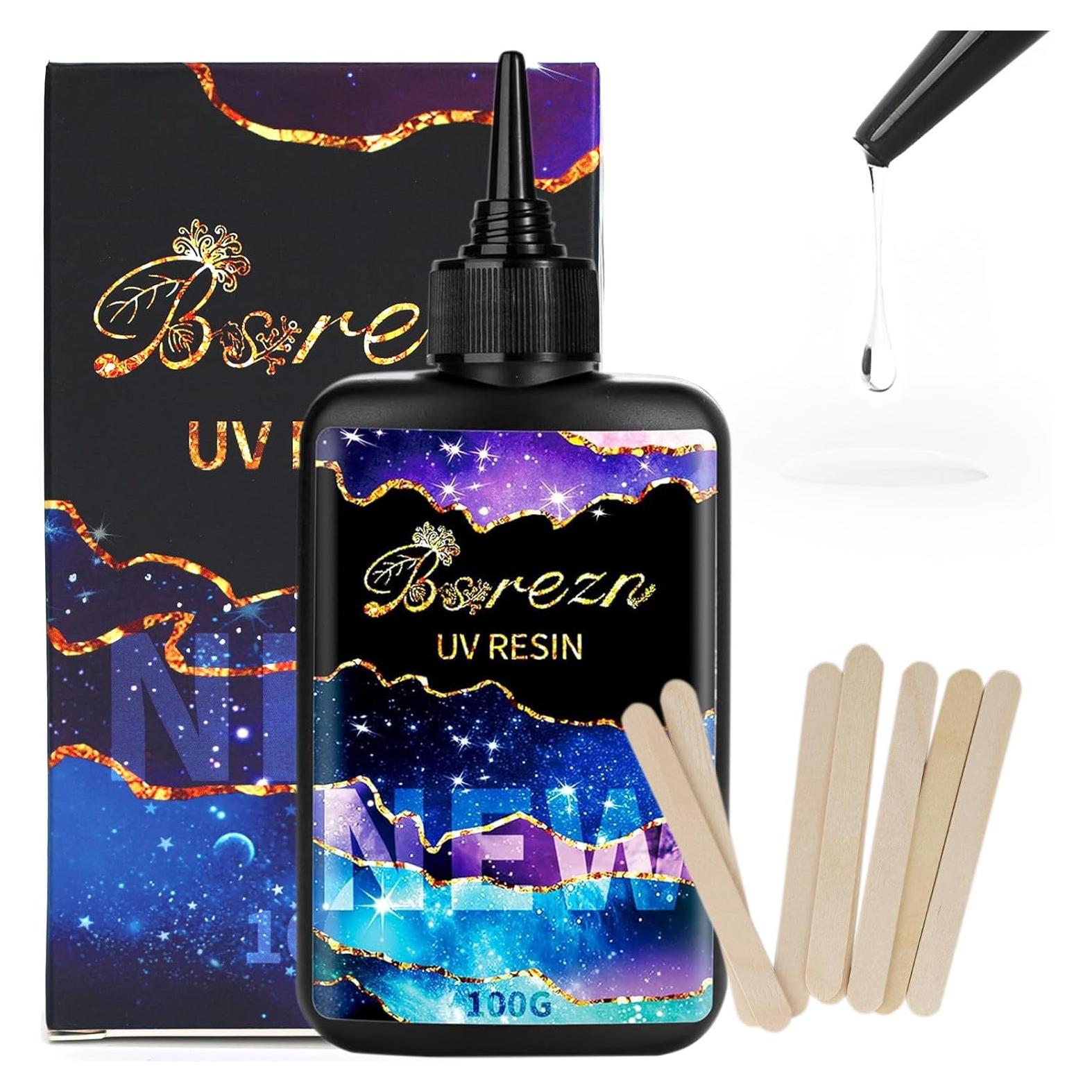 Resina UV Dura 100g Bsrezn con 8 Palitos para Manualidades