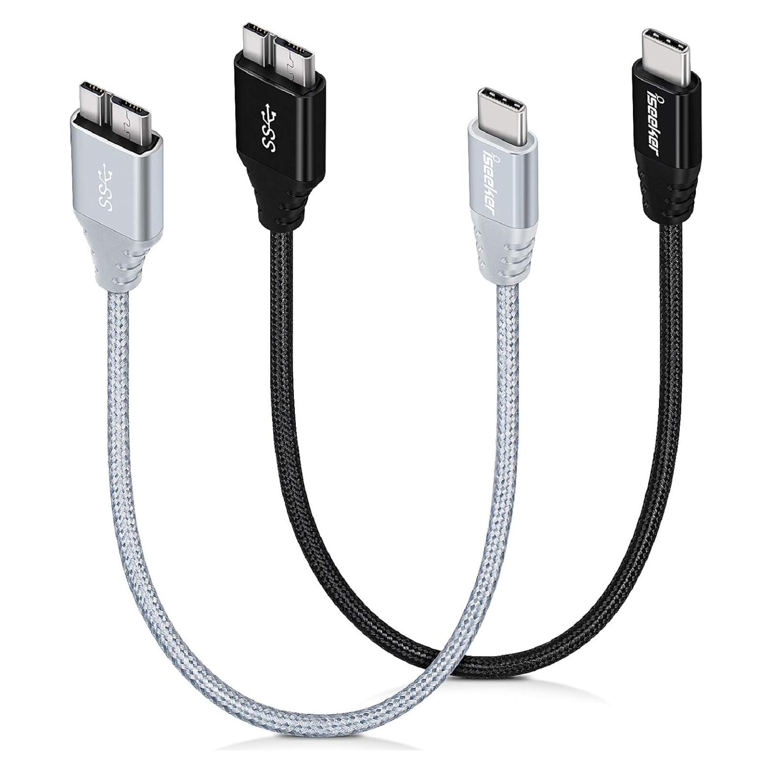 Cable USB 3.0 Tipo-C a Micro-B iSeekerKit 0.30m 2-Pack