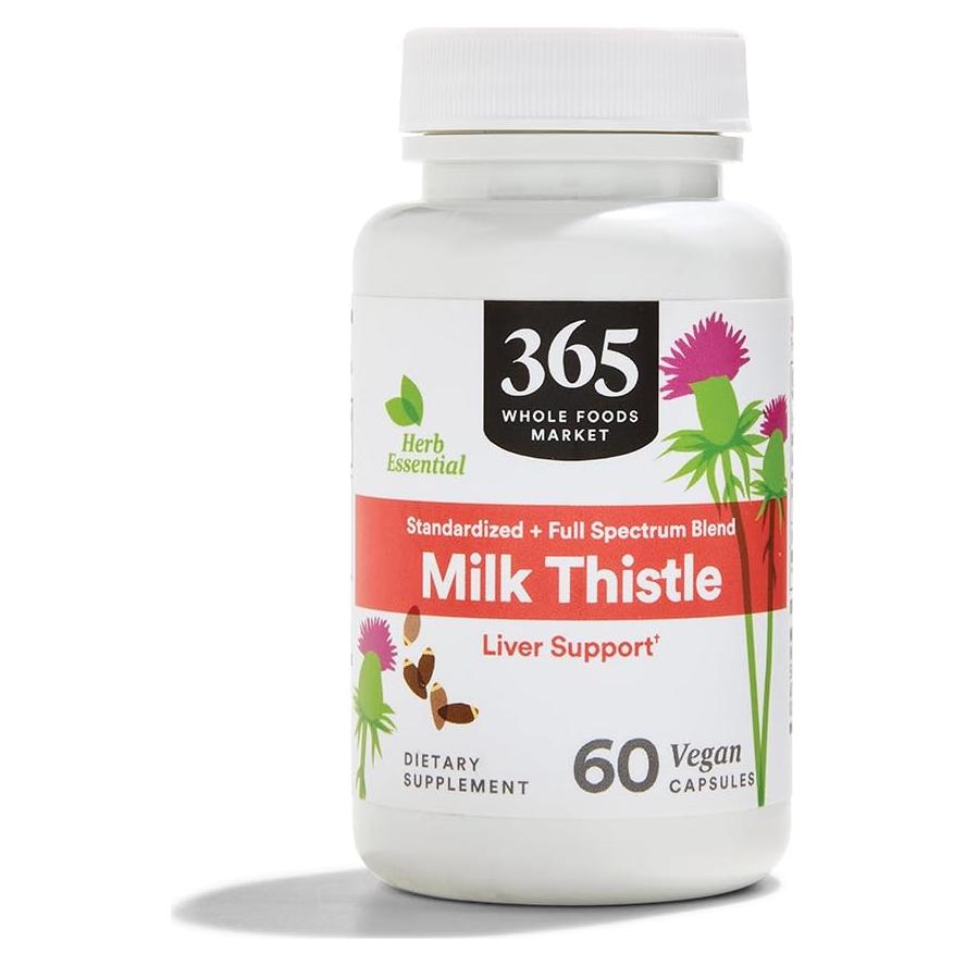 Suplemento Cardo Mariano 365 Whole Foods 60 Cápsulas Veganas