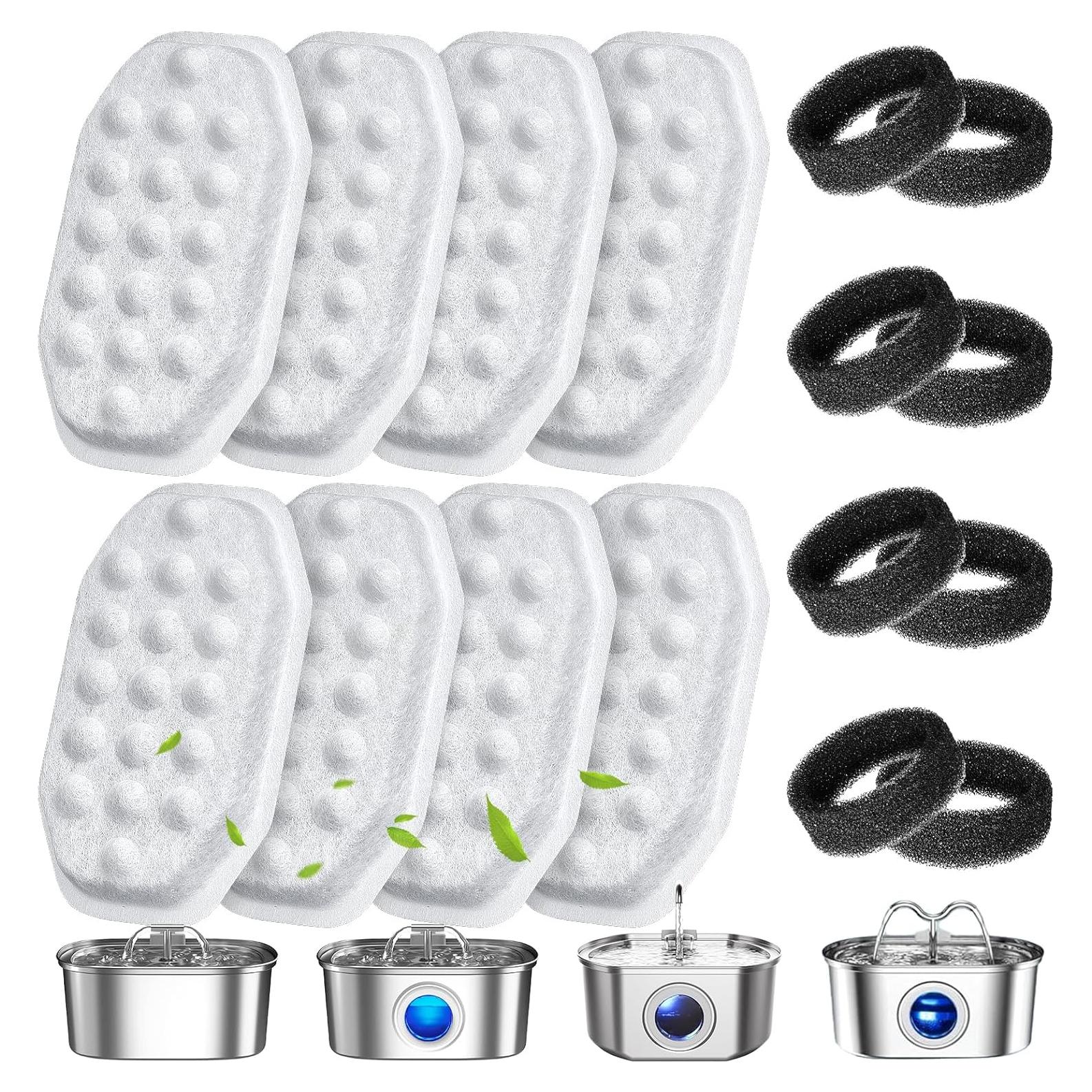 Paquete de 16 Filtros y Esponjas WEIKEY para Fuente de Agua 3.2L