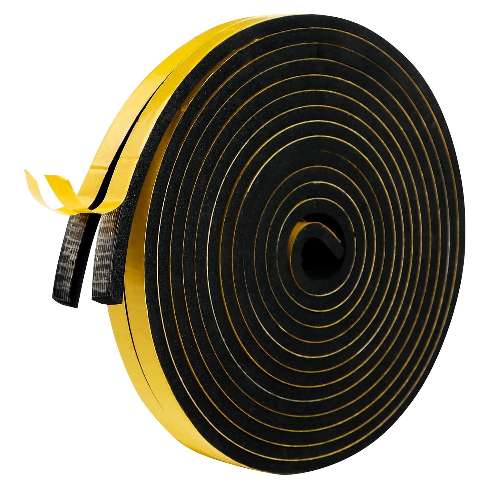 Cinta de Espuma Aislante Qoqooice 1.27 cm x 0.64 cm 10.06 m Negra