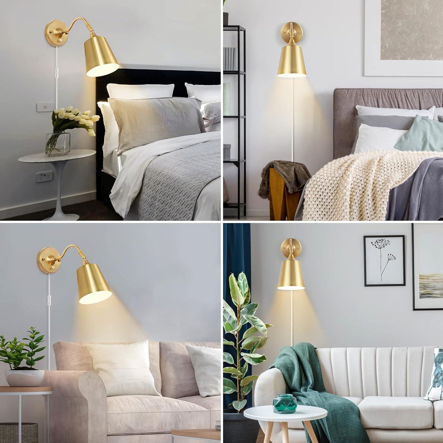 Aplique de pared regulable TRLIFE dorado con bombilla LED 6W