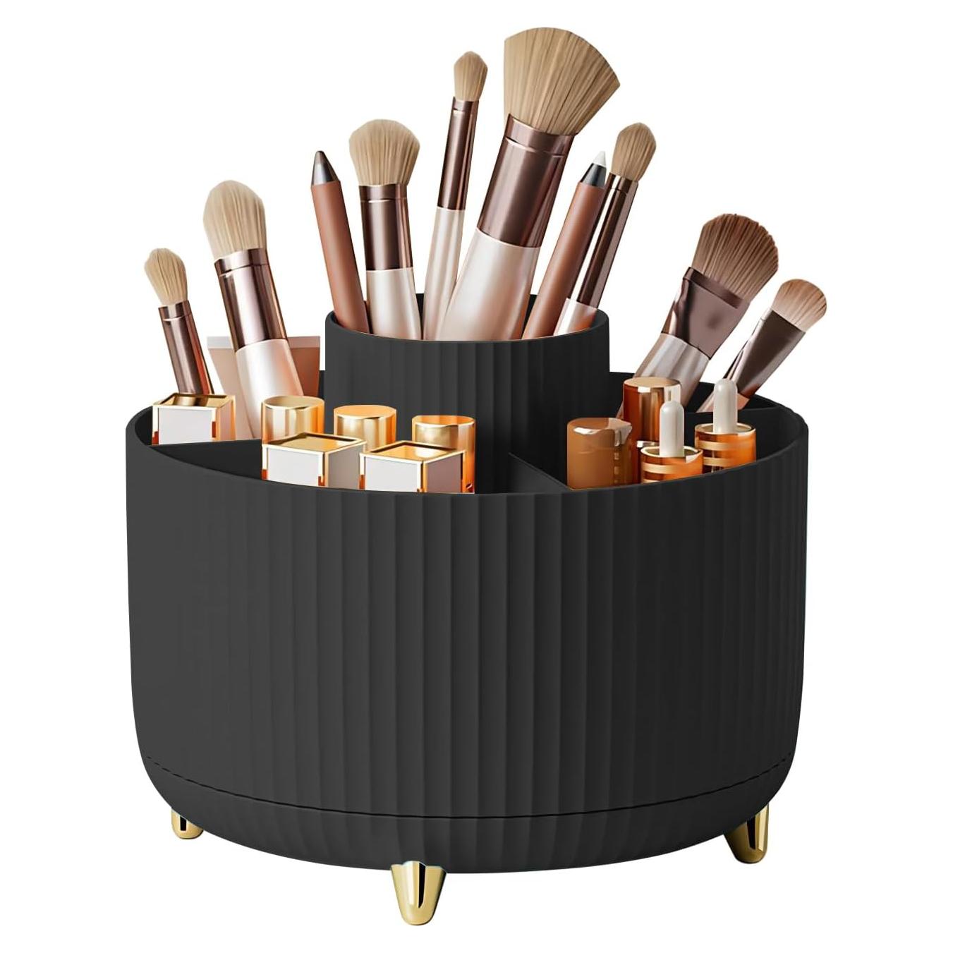 Soporte para Brochas de Maquillaje DASITON Negro 360° 5 Compartimentos