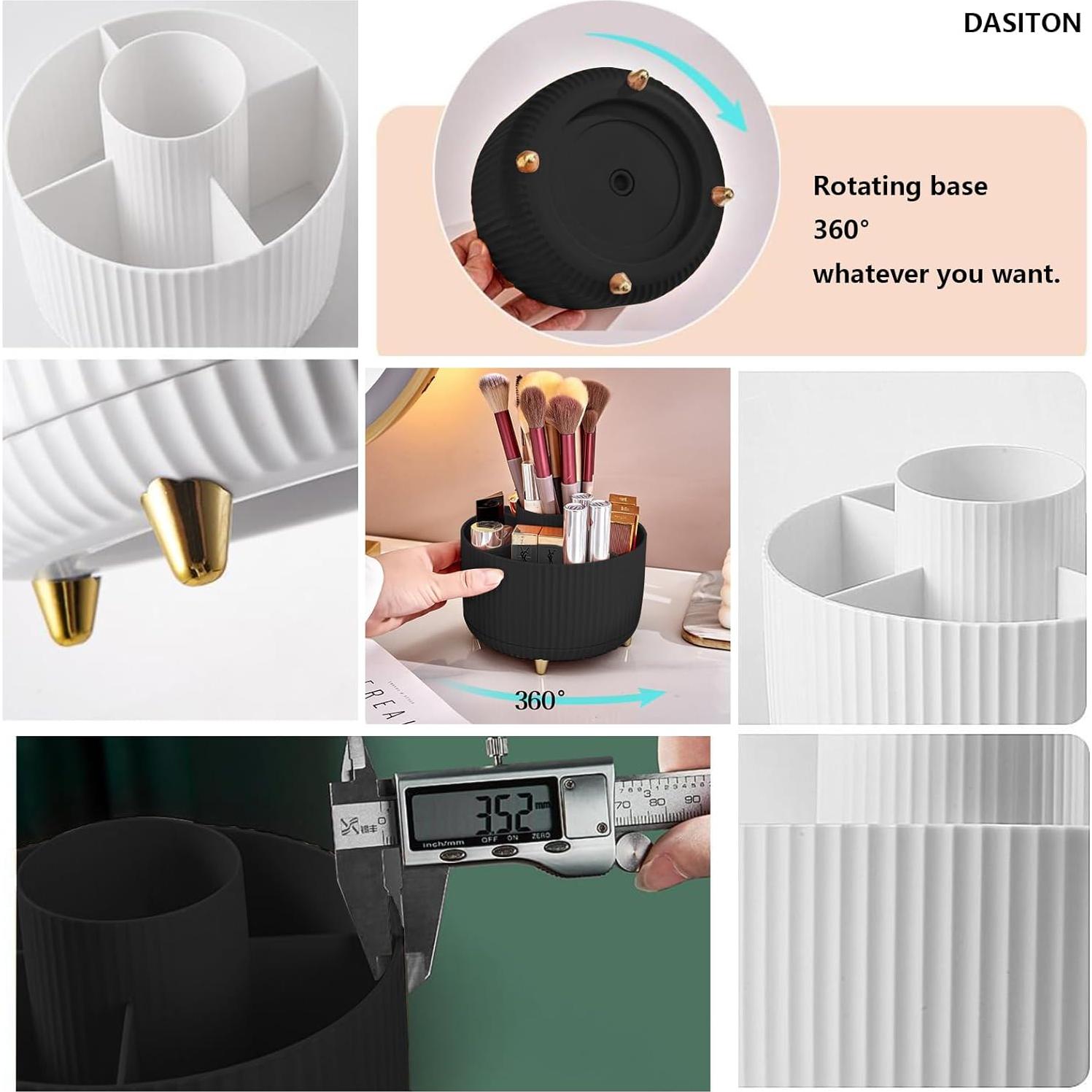 Soporte para Brochas de Maquillaje DASITON Negro 360° 5 Compartimentos