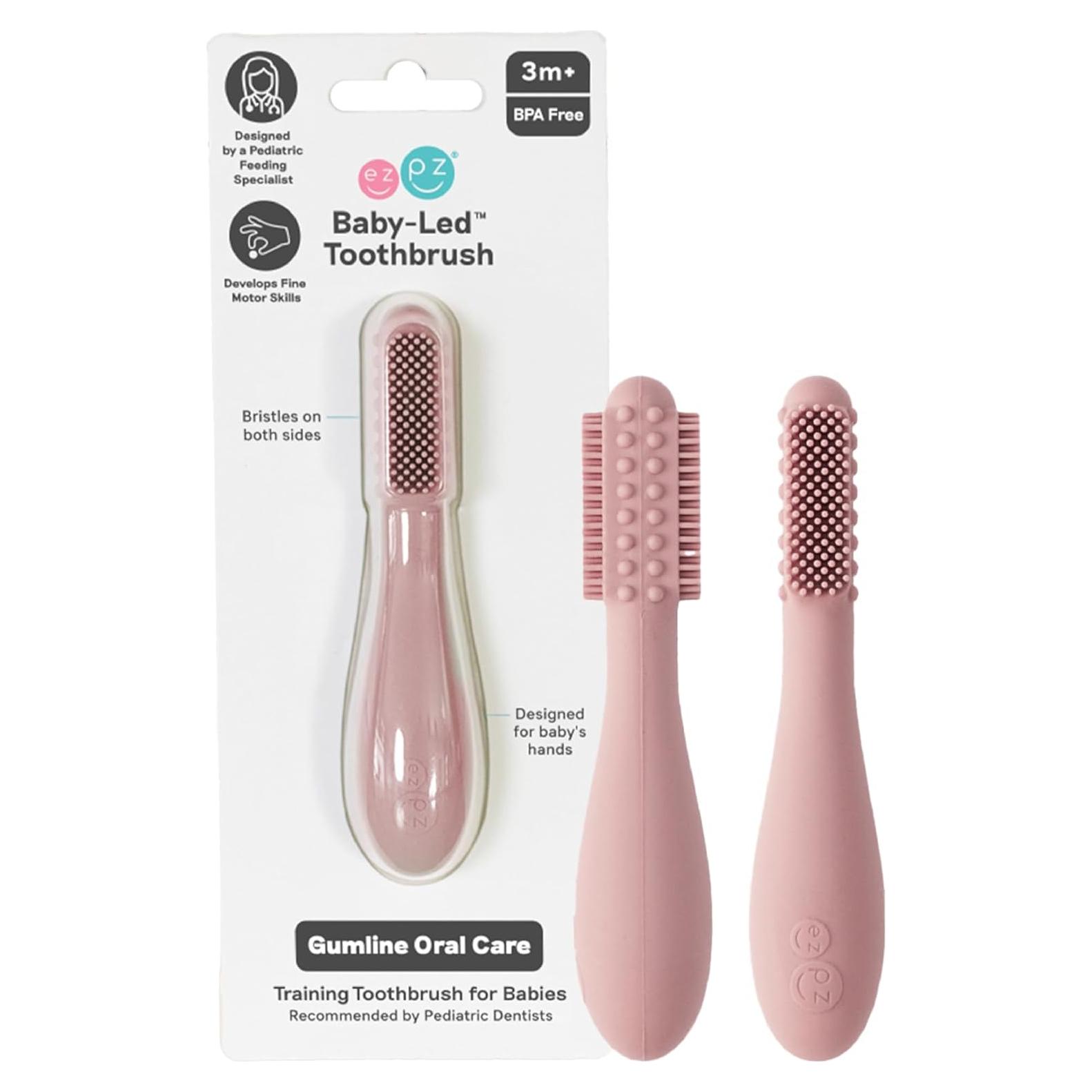 Cepillo de Dientes Infantil ezpz Baby-Led Sonrosado 3m+