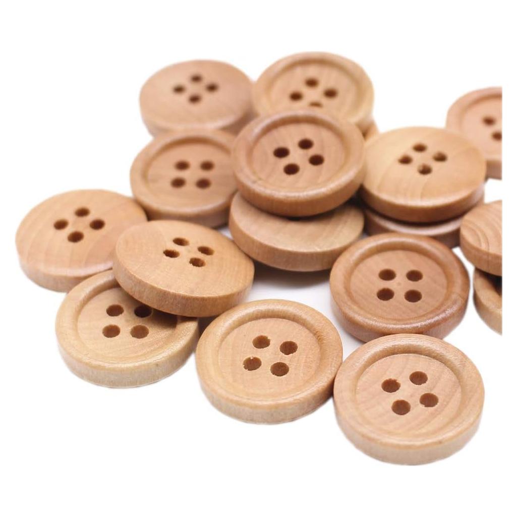 50 Botones de Madera Natural 15mm YaHoGa para Coser DIY