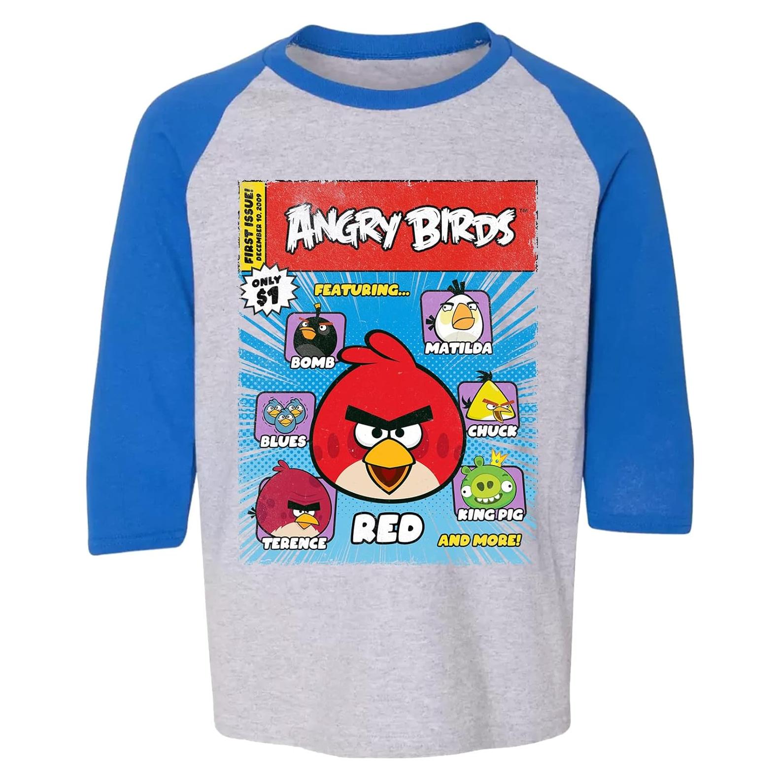 Camiseta Raglan 3/4 Angry Birds Oficial 100% Algodón Unisex
