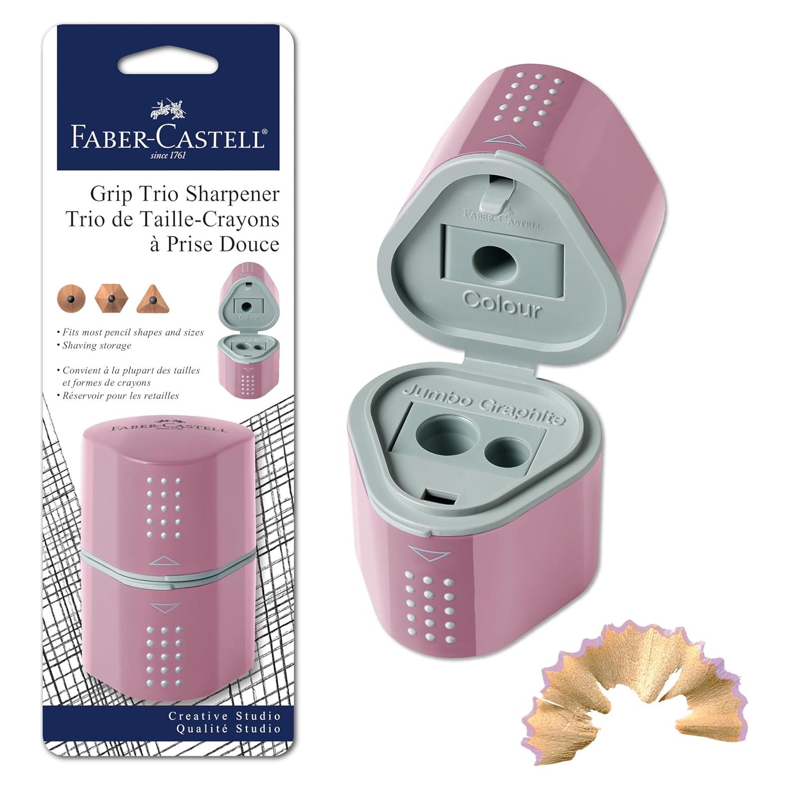 Sacapuntas Manual Faber-Castell Grip Trio Sombras de Rosa