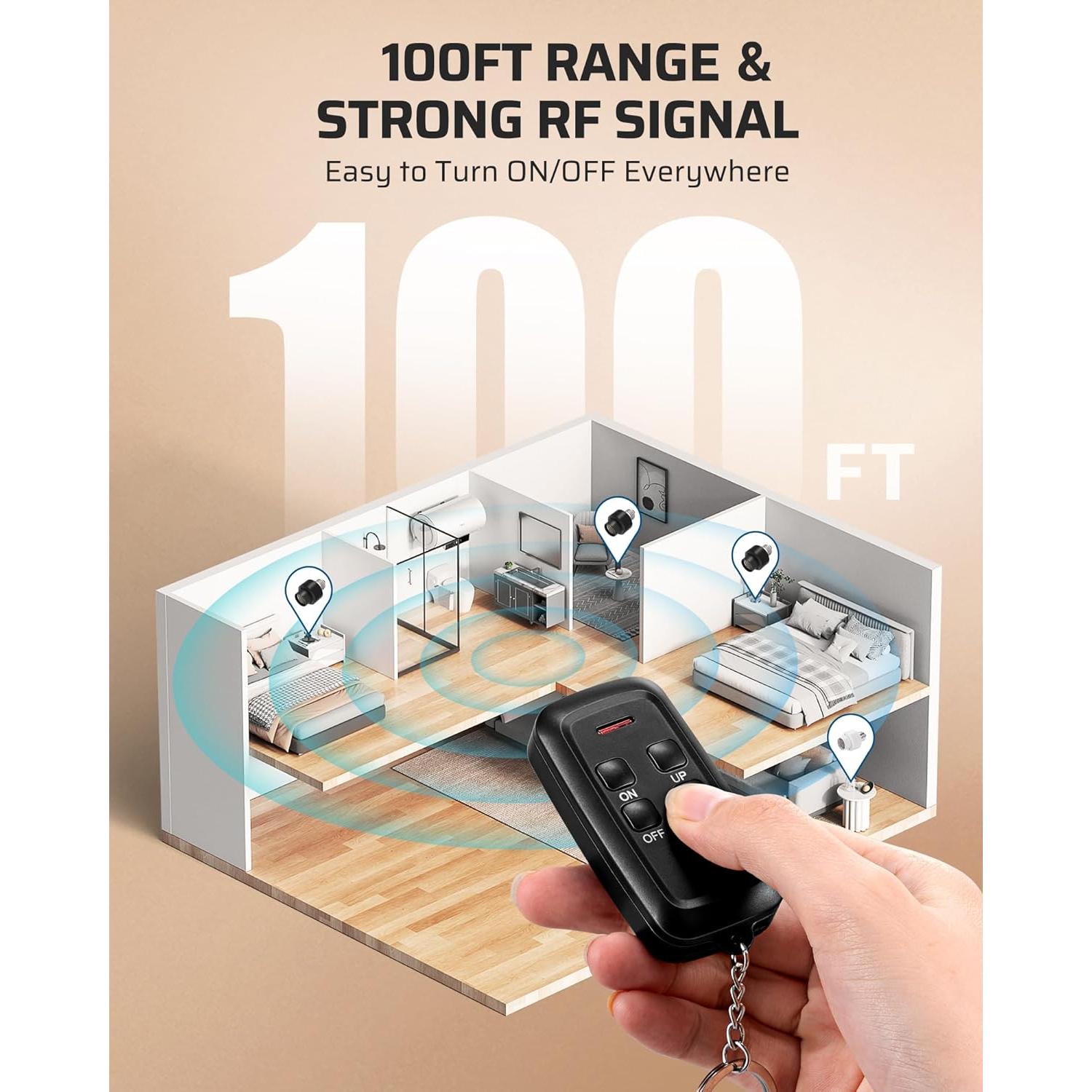 Portalámparas Inalámbrico DEWENWILS E26/E27 con Control Remoto