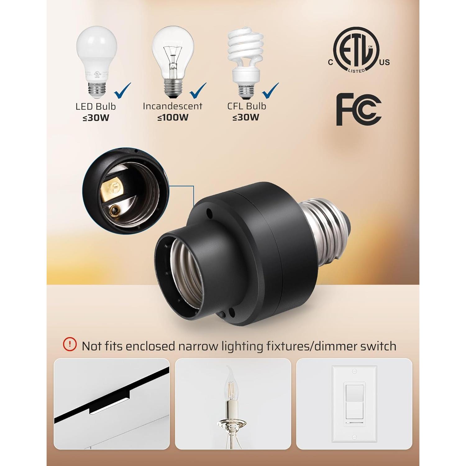 Portalámparas Inalámbrico DEWENWILS E26/E27 con Control Remoto