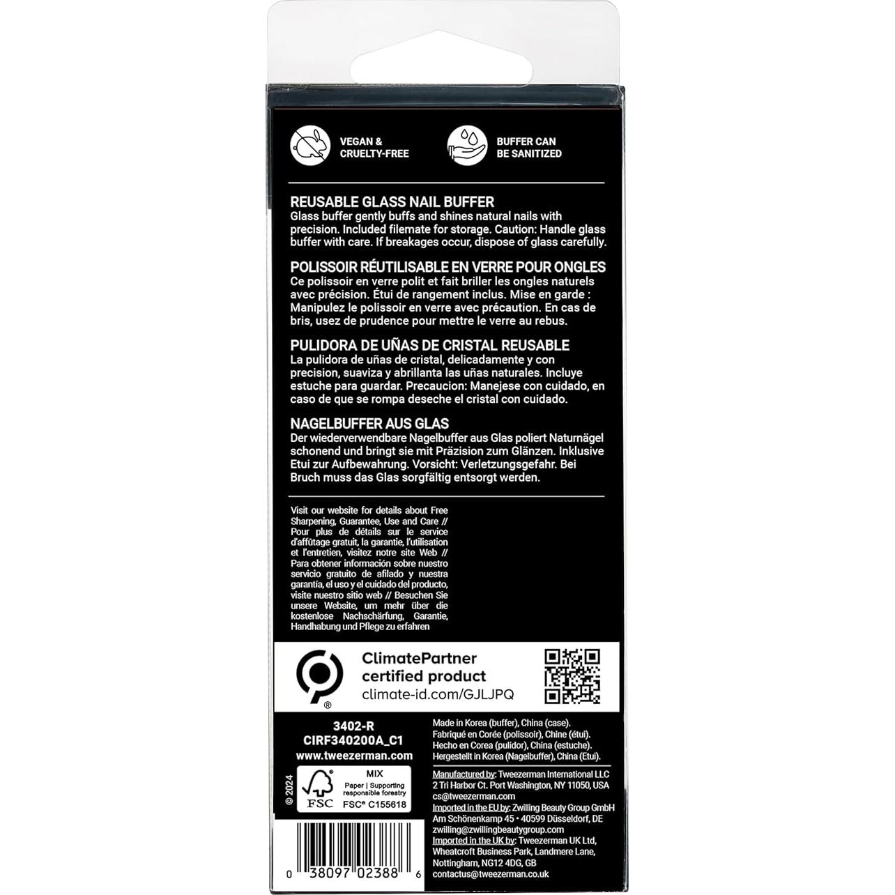 Pulidor de Uñas de Vidrio Tweezerman 15.88 cm Reutilizable