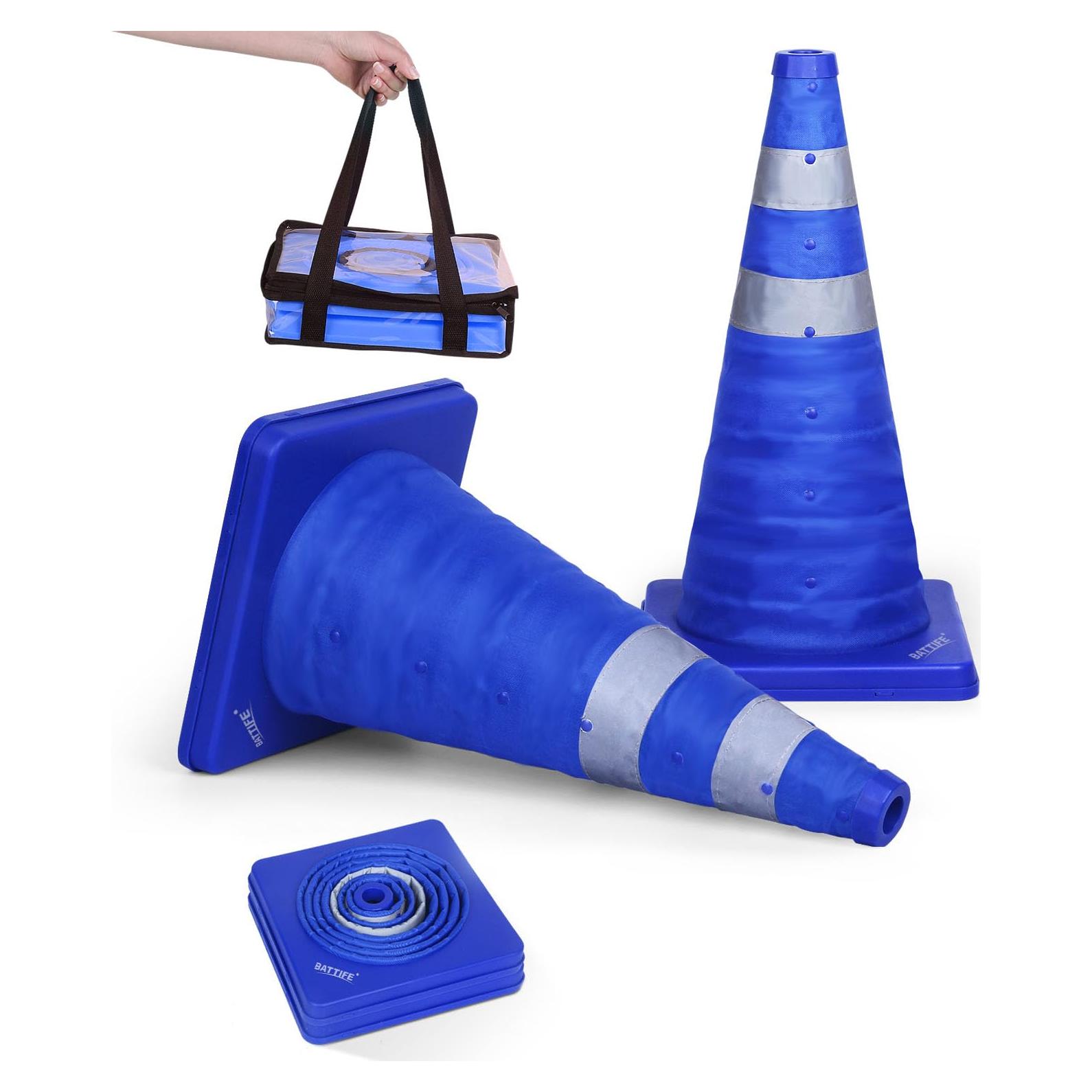 Conos de Tráfico Plegables BATTIFE 18" Azul - 2 Pack