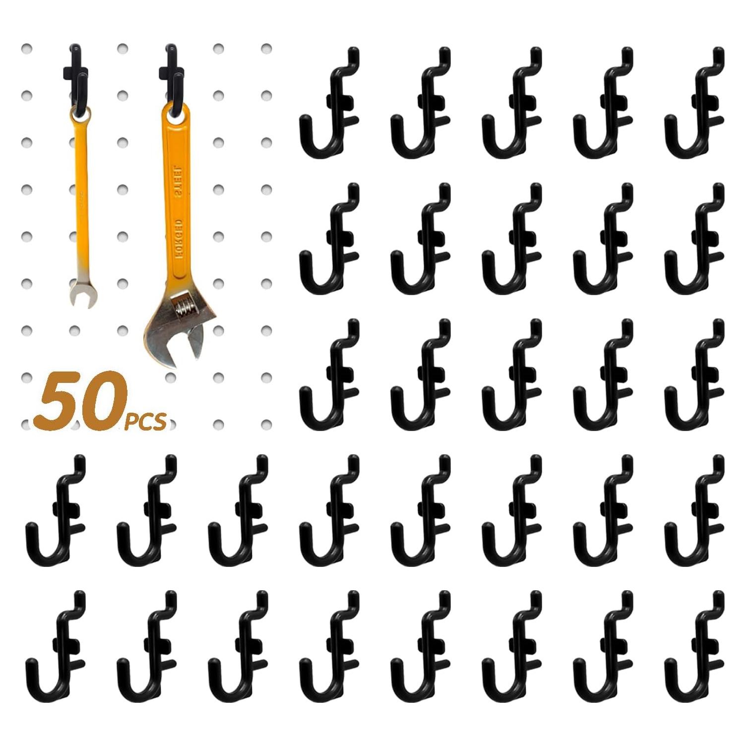 50 Ganchos en J de Plástico Negros zDwfDc para Tablero de Clavos