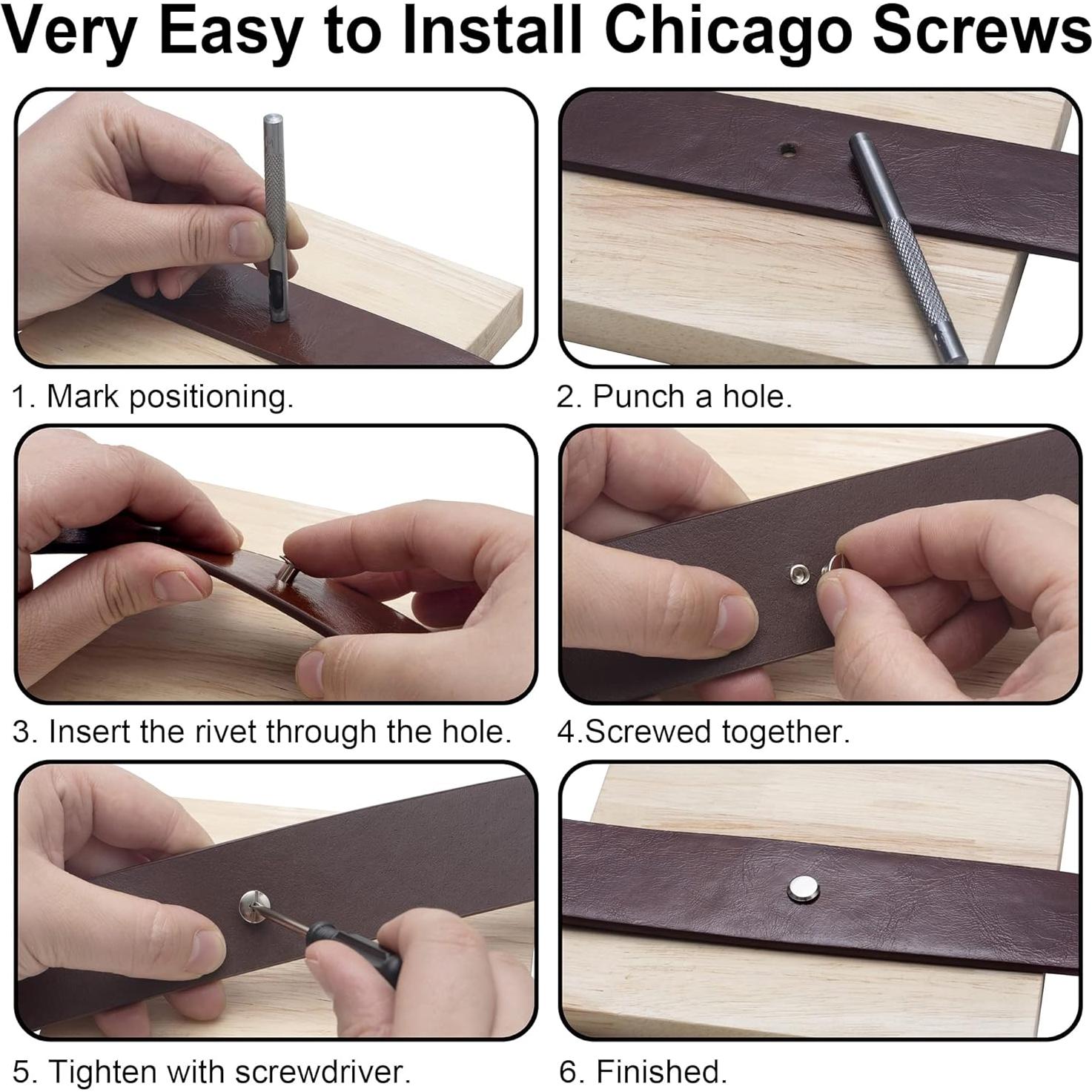 70 Tornillos Chicago Cobre Antiguo M5 para Artesanías de Cuero