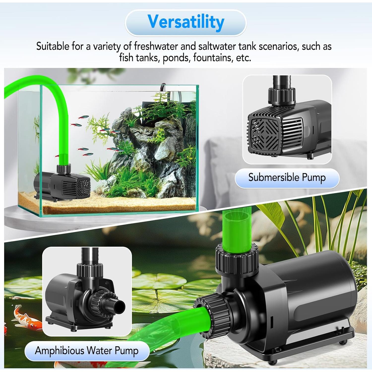 Bomba de Agua Ajustable Hygger 28W 800GPH para Acuario