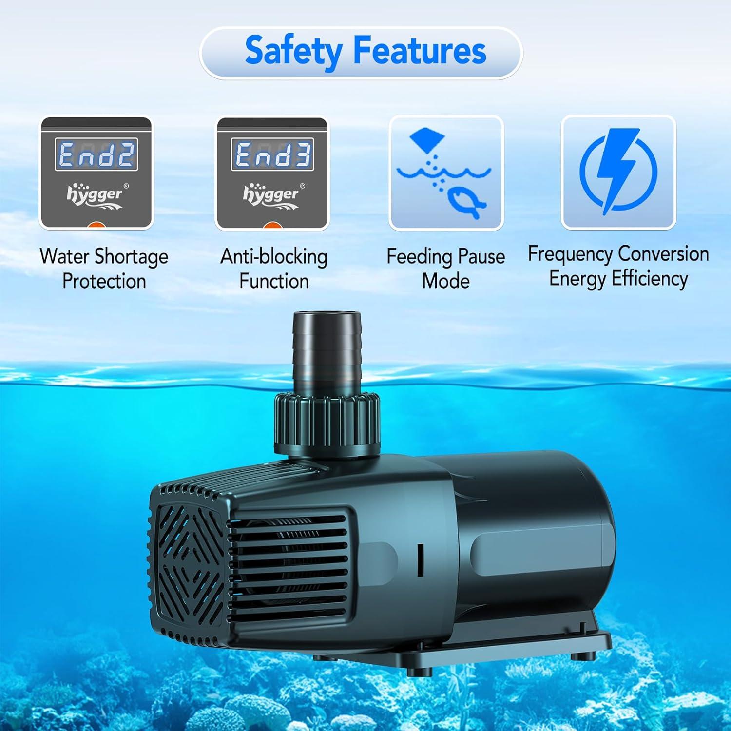 Bomba de Agua Ajustable Hygger 28W 800GPH para Acuario