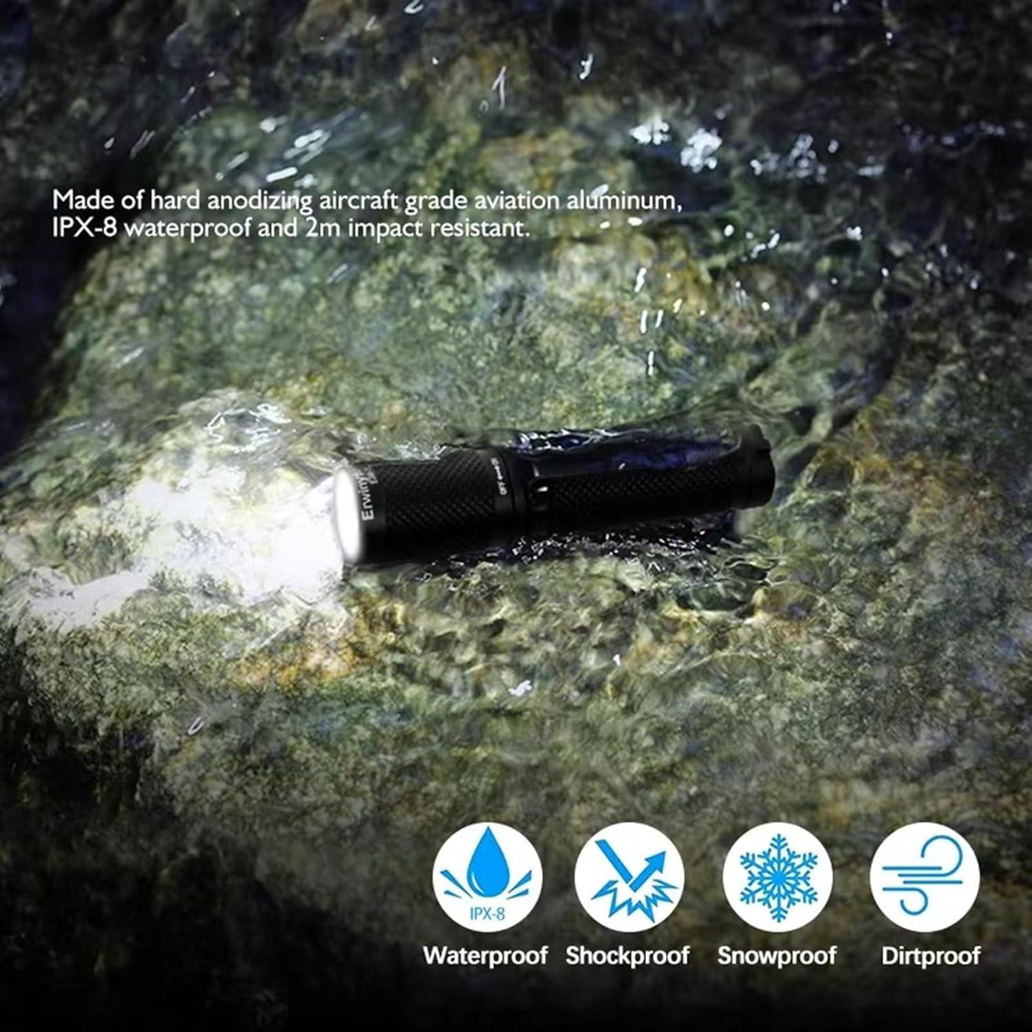 Linterna LED Mini Erwinyte E3a 180 Lúmenes 5 Modos IPX8