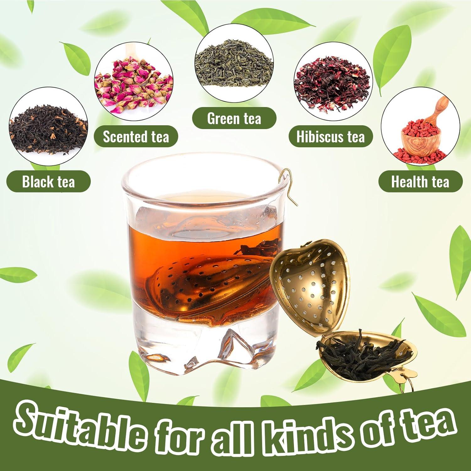 Colador de Té de Acero Inoxidable Sumind 50 Pcs Corazón Oro