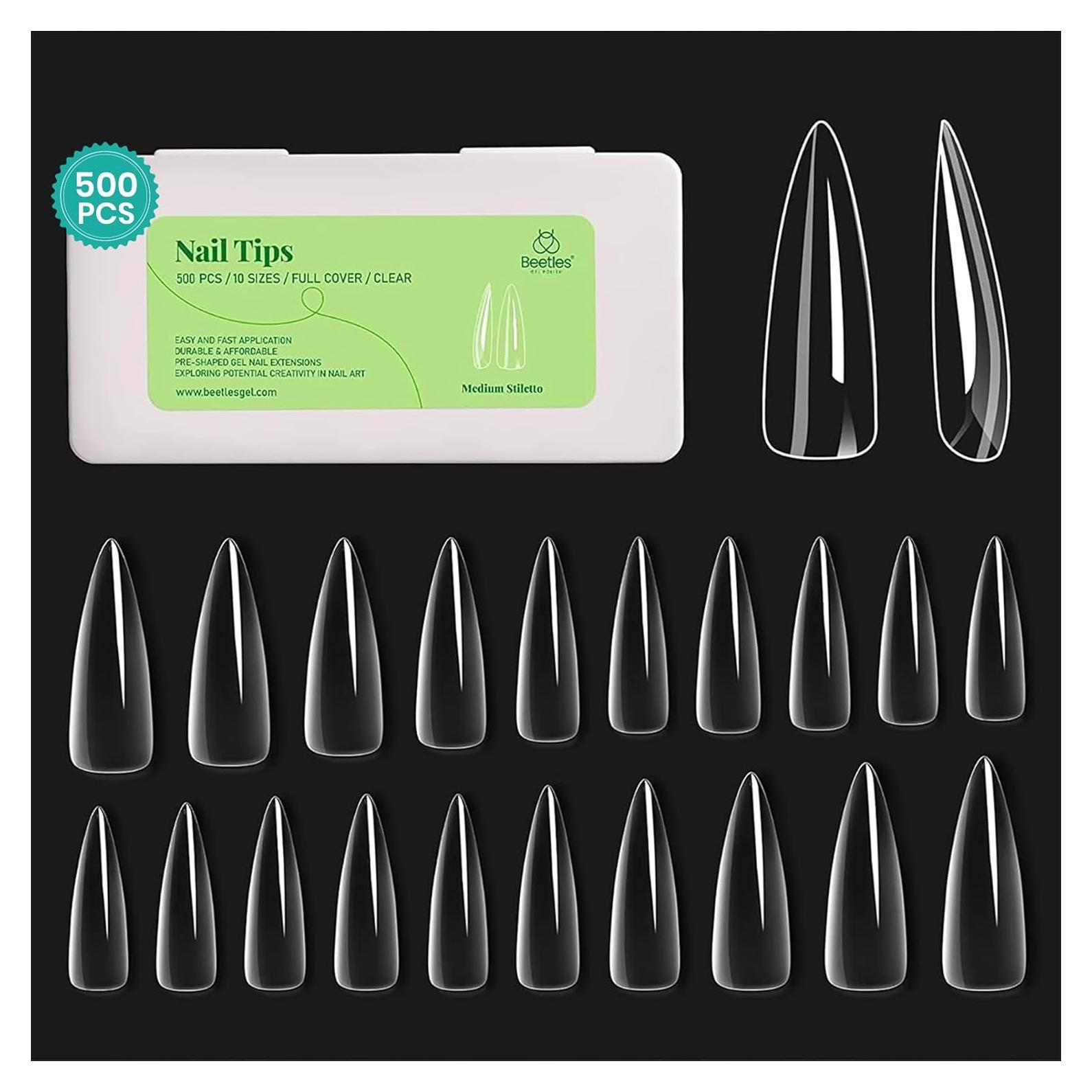 Consejos de Uñas de Gel Beetles Stiletto Mediano 500Pcs